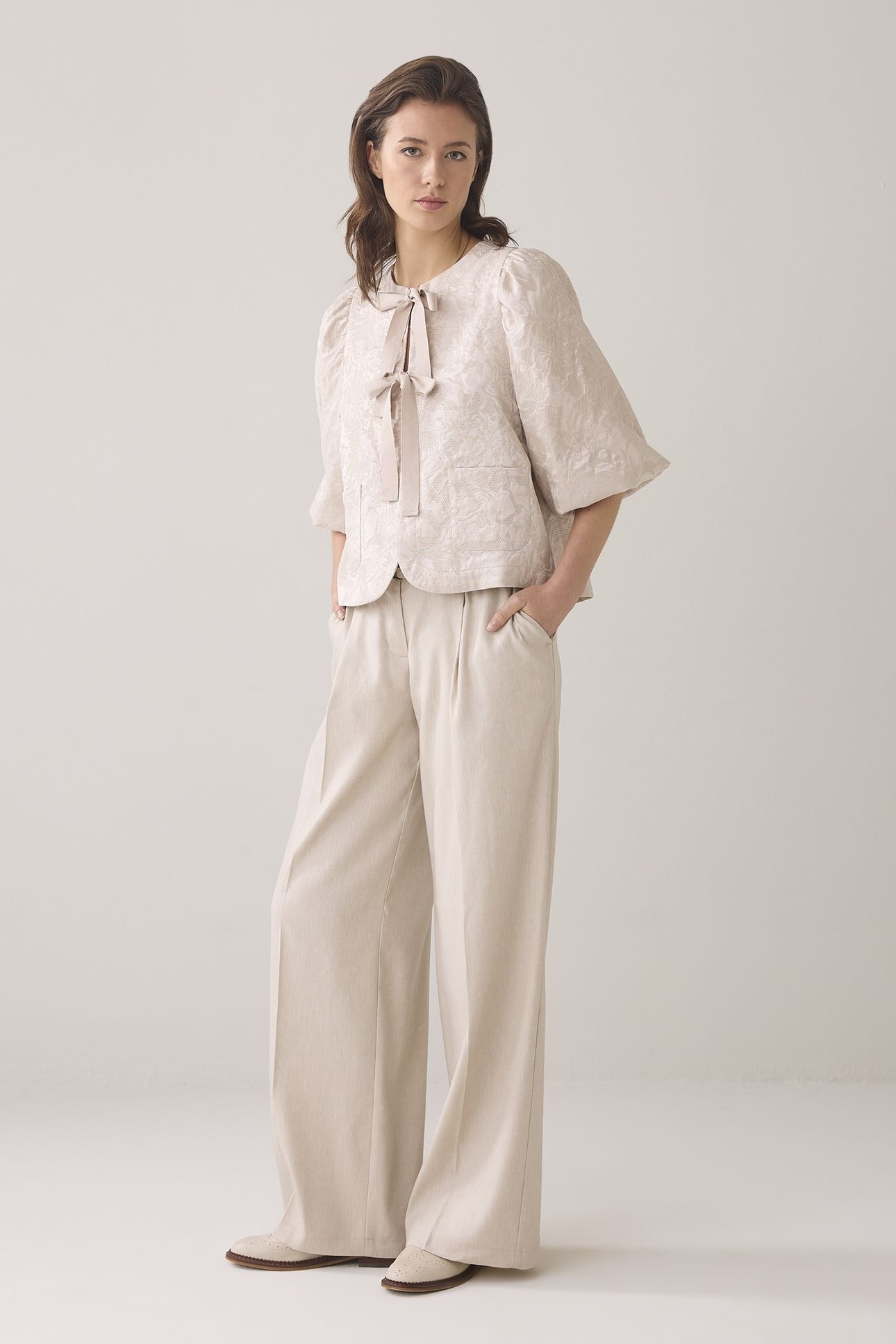 BLOUSE JACQUARD PEBBLE BEIGE 1