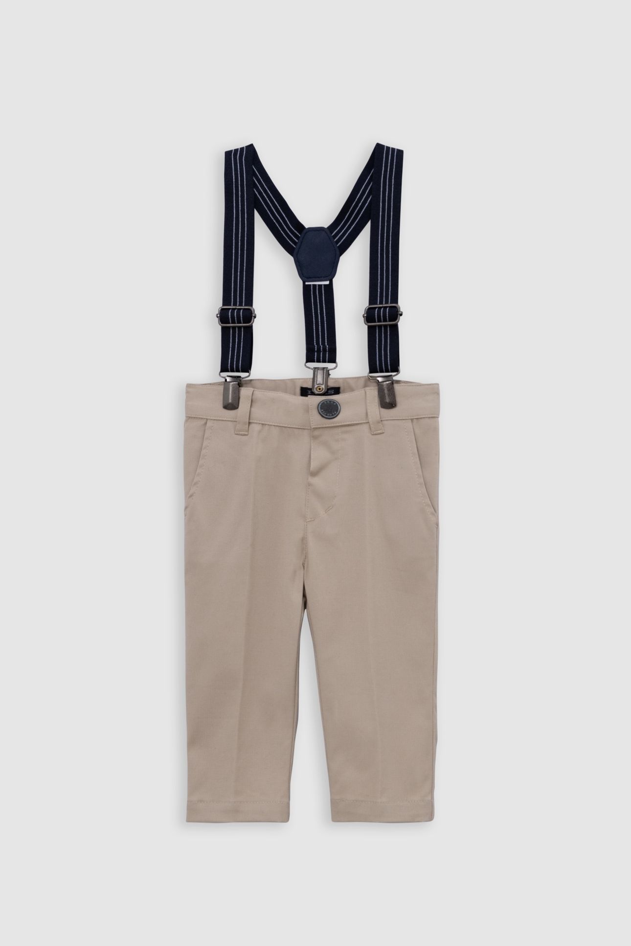 STRIPED BEIGE FORMAL PANTS WITH STRAPS 1