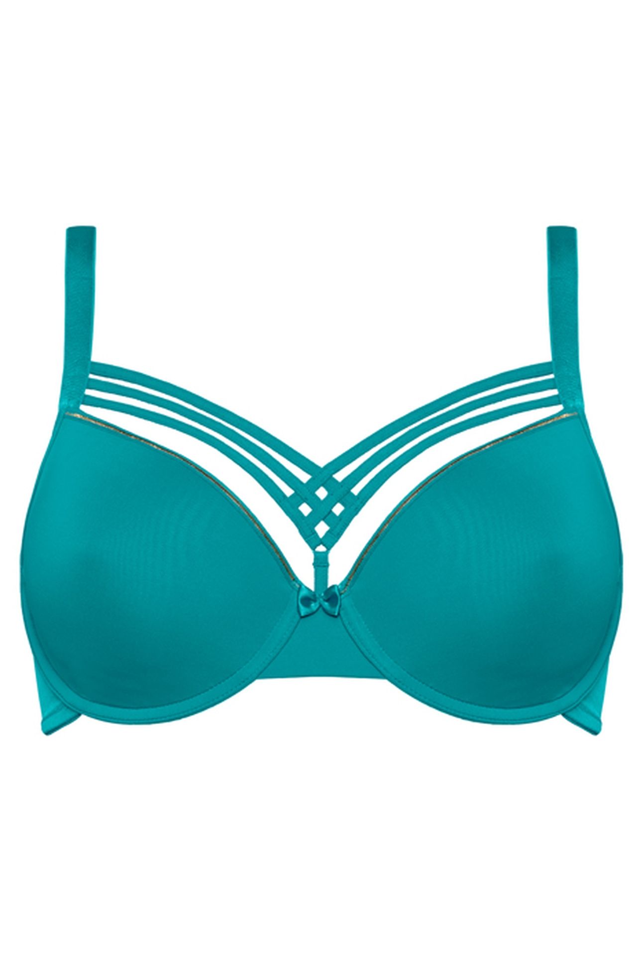 DAME DE PARIS LAKE BLUE AND GOLD PLUNGE BRA 2