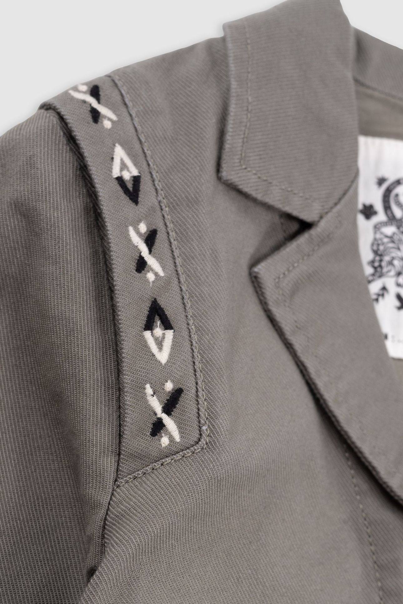 KHAKI MAXI EMBROIDERED BACK SAFARI JACKET 7