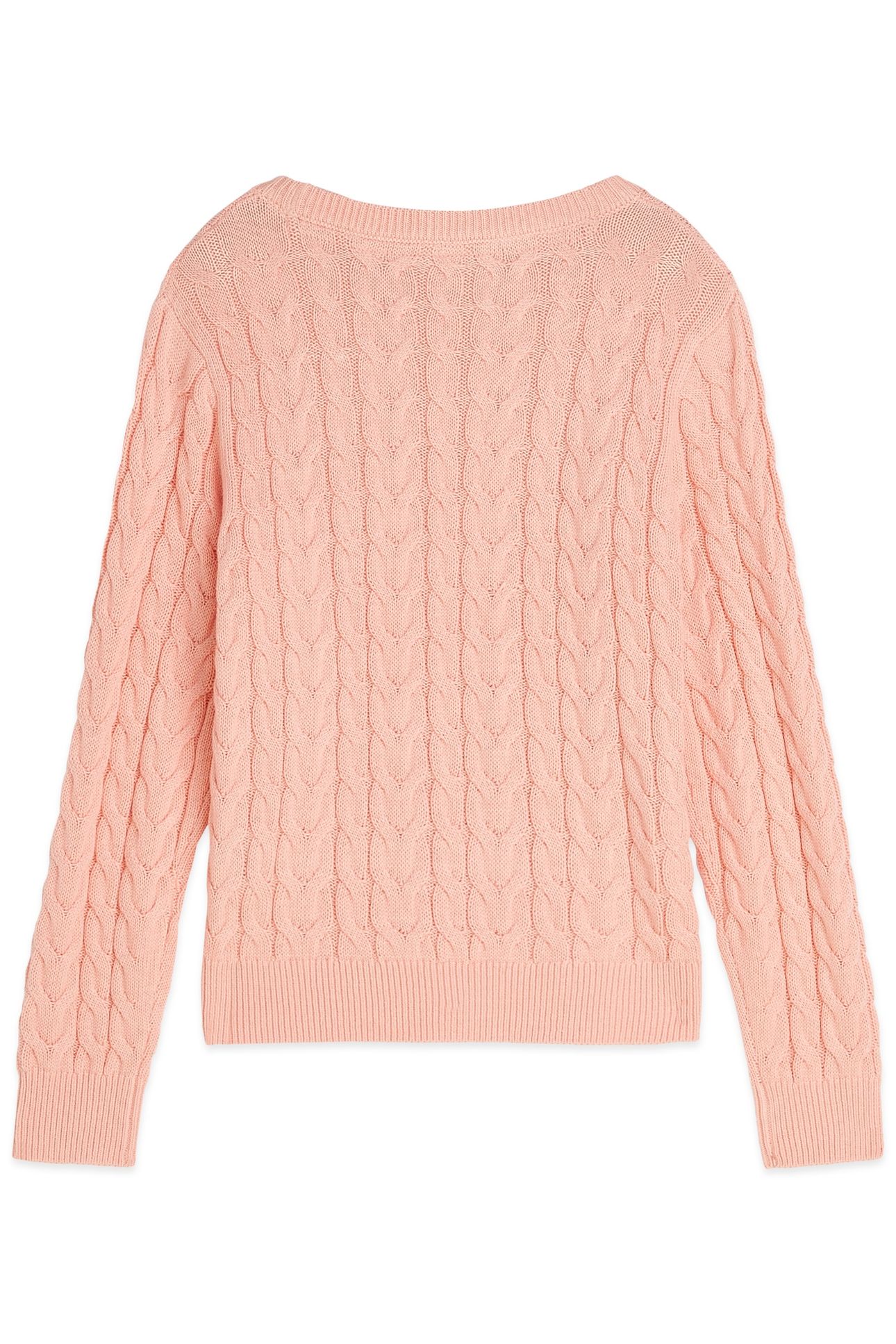 GIRLS CABLE SWEATER KNIT L/S APRICOT BLUSH 2