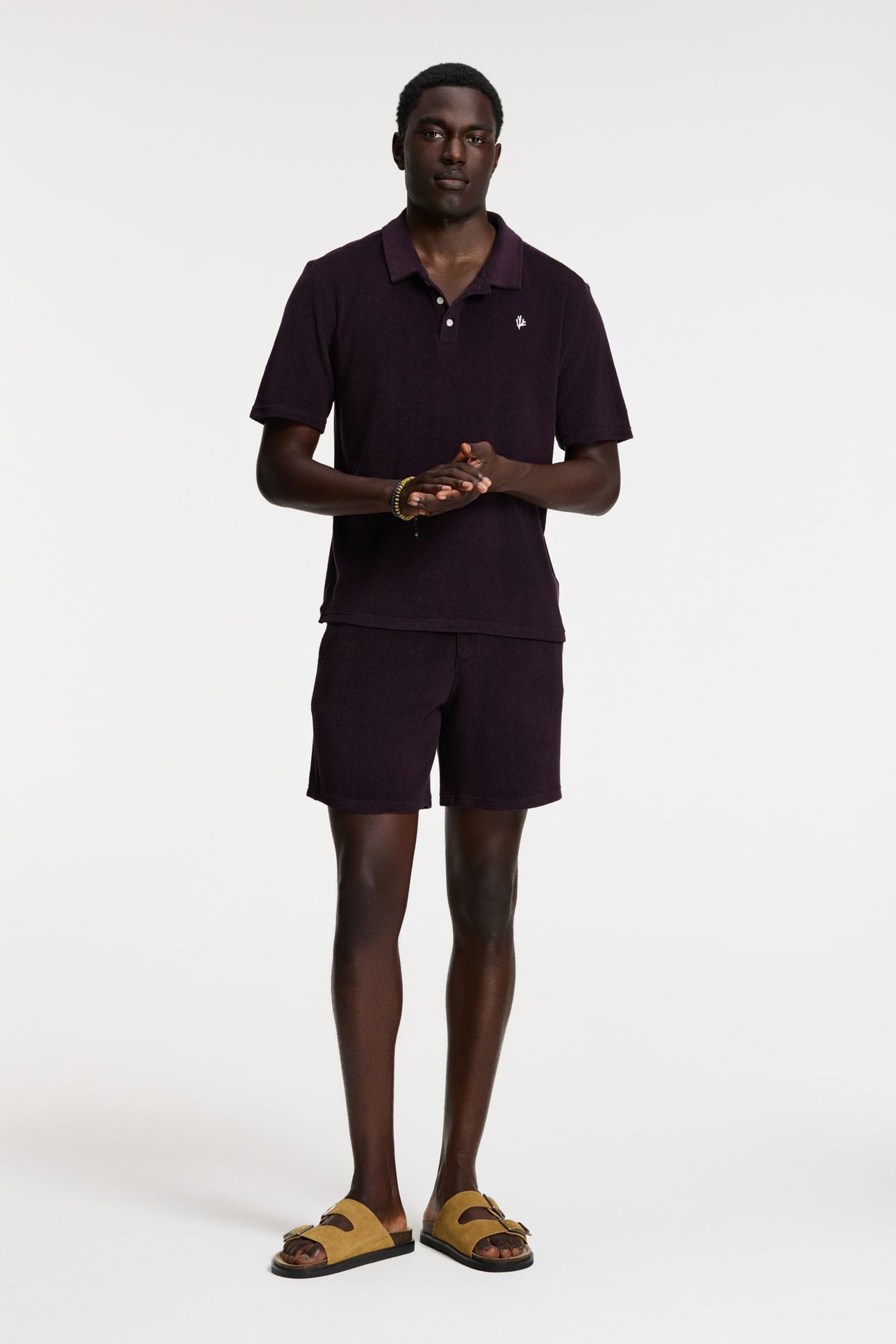 EVAN TOWELING SHORTS SOLID PURPLE ROCK 5