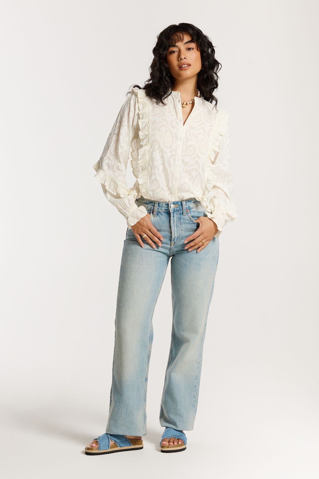 ELIZA BLOUSE ORNAMENTAL JACQUARD WHITE ORNAMENTAL JACQUARD 2