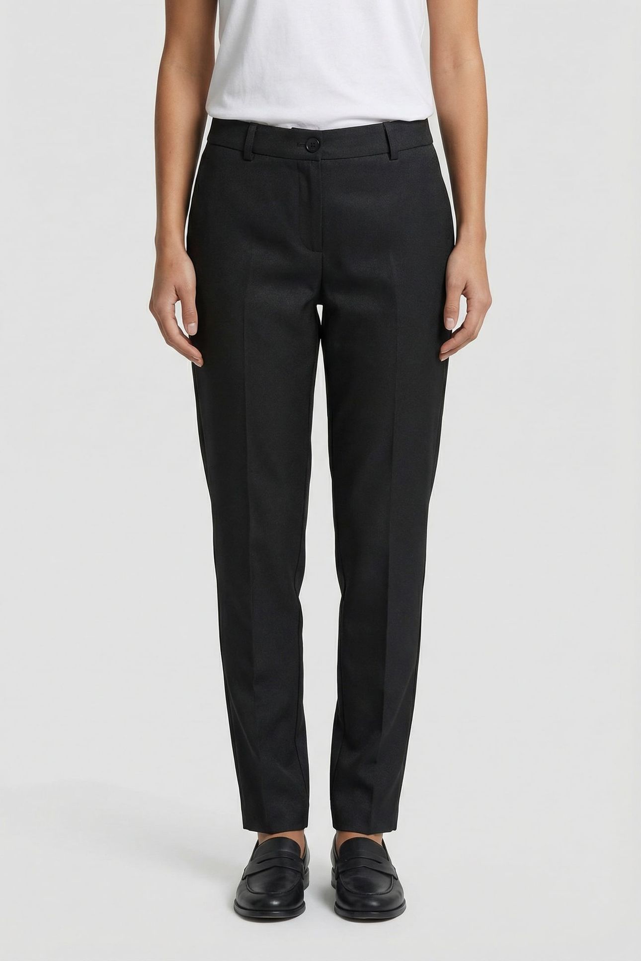 PAN - BLACK COATED CIGARETTE PANTS HIGH WAIST 7/8 1