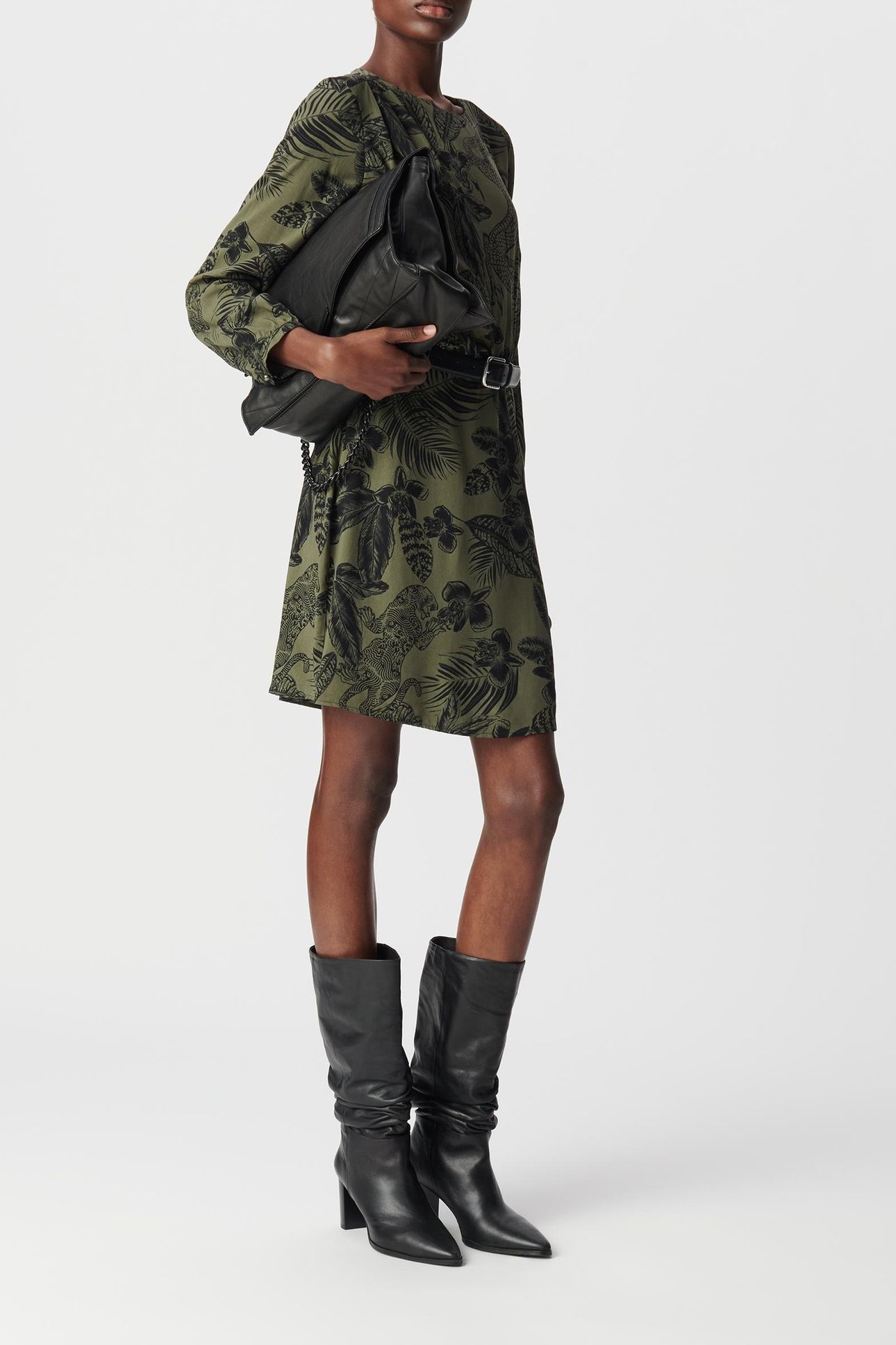 KHAKI LENZING™ ECOVERO™ MAXI JUNGLE DRESS 1