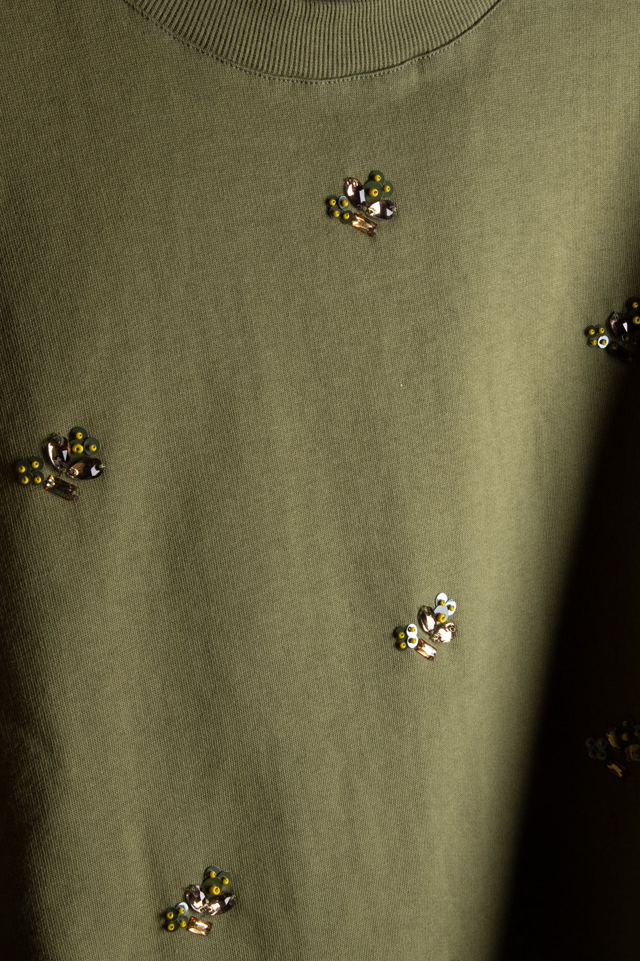 3/4 SLEEVE EMBELLISHED SWEATSHIRT COMBAT GREEN 4