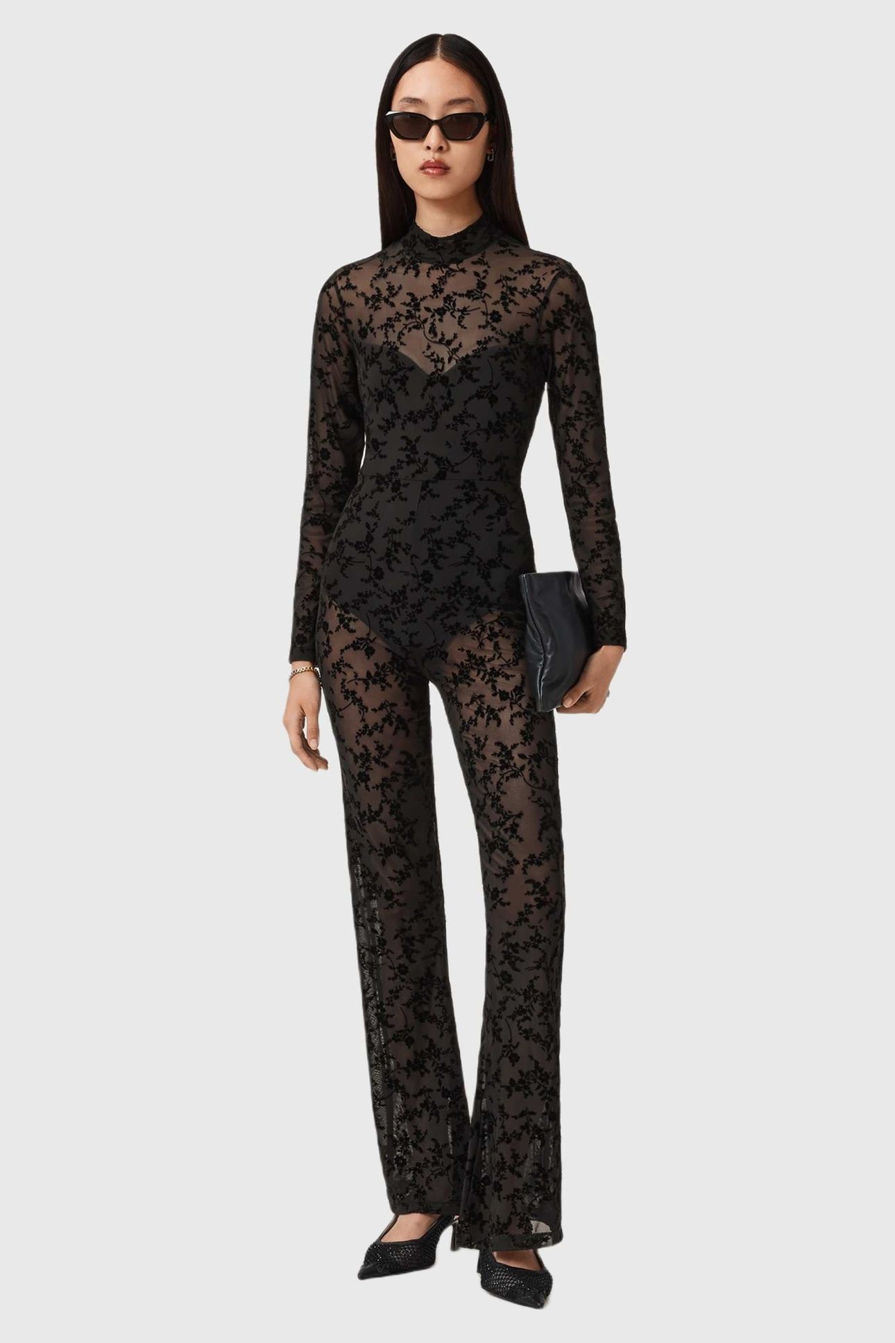 RYLEE FLOCK CATSUIT BLACK 3