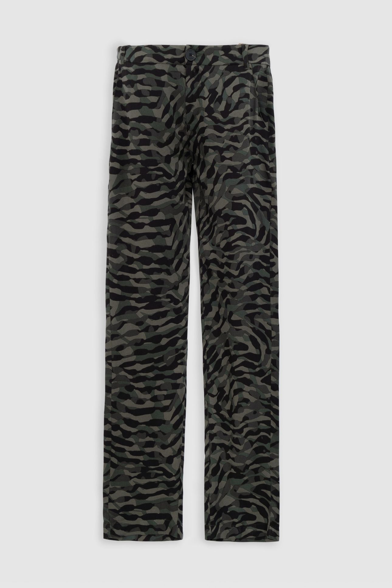 FLOWING KHAKI CAMOUFLAGE PRINT SUIT PANTS 4