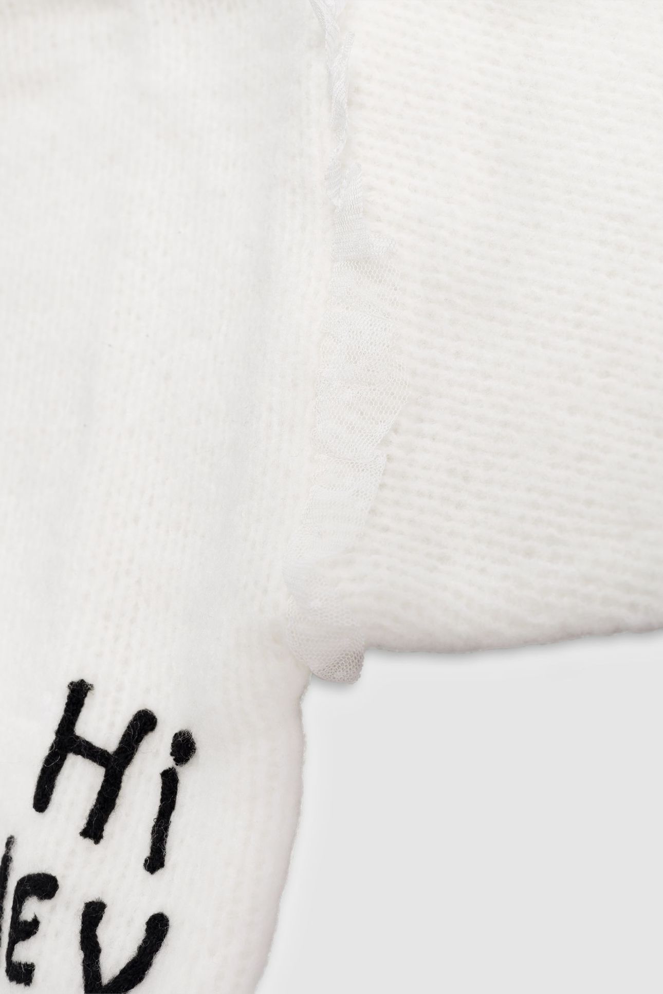 GIRL'S ECRU KNITTED SWEATER WITH EMBROIDERED MESSAGE 5