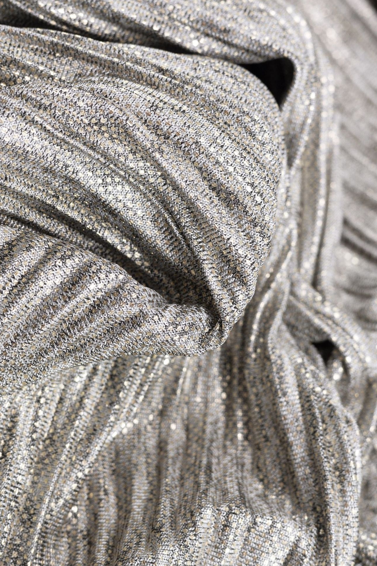 GREY PLEATED DRESS, DECORATIVE GOLD STRIPES GOLD 7