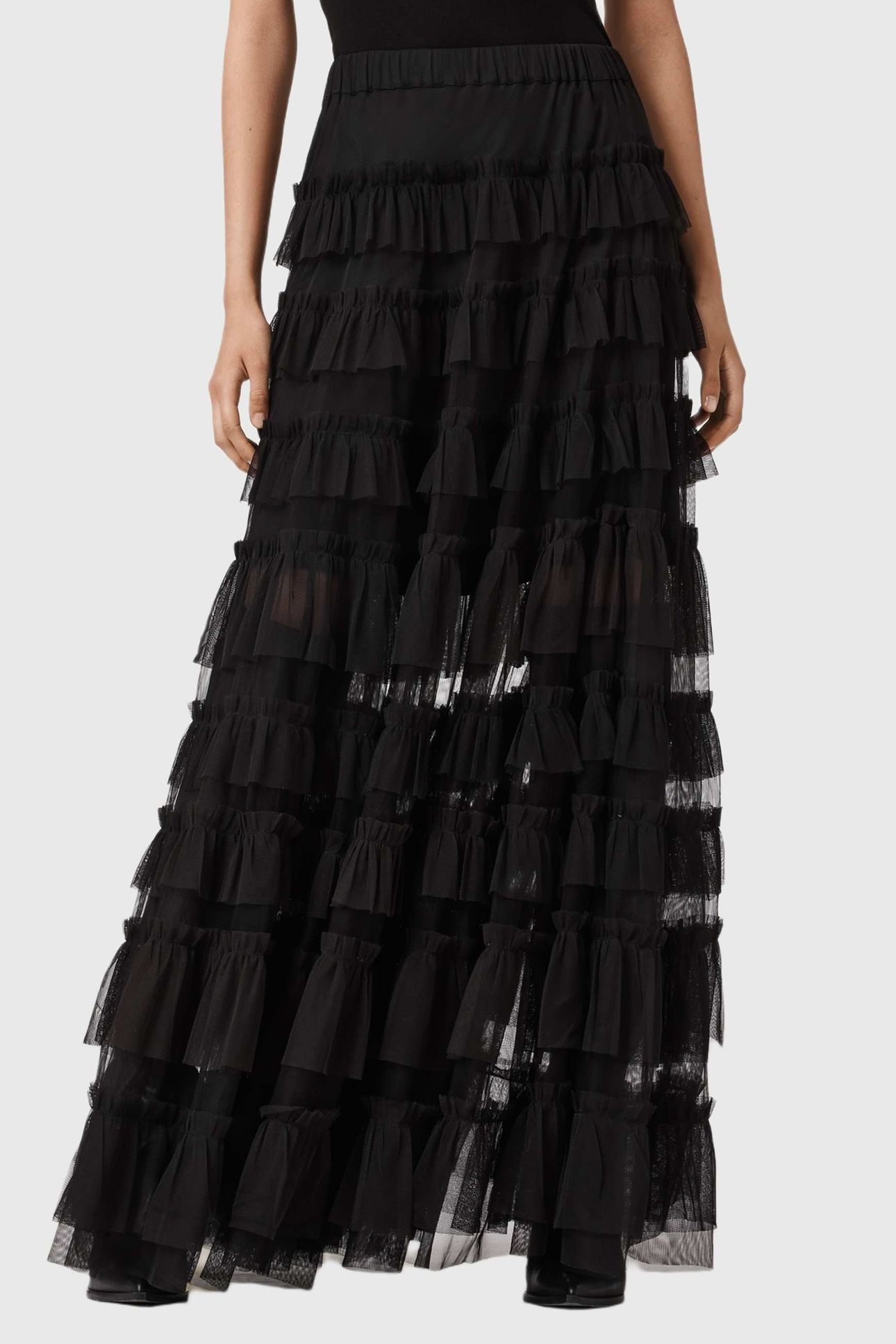 AUDE RUFFLE SKIRT BLACK 2