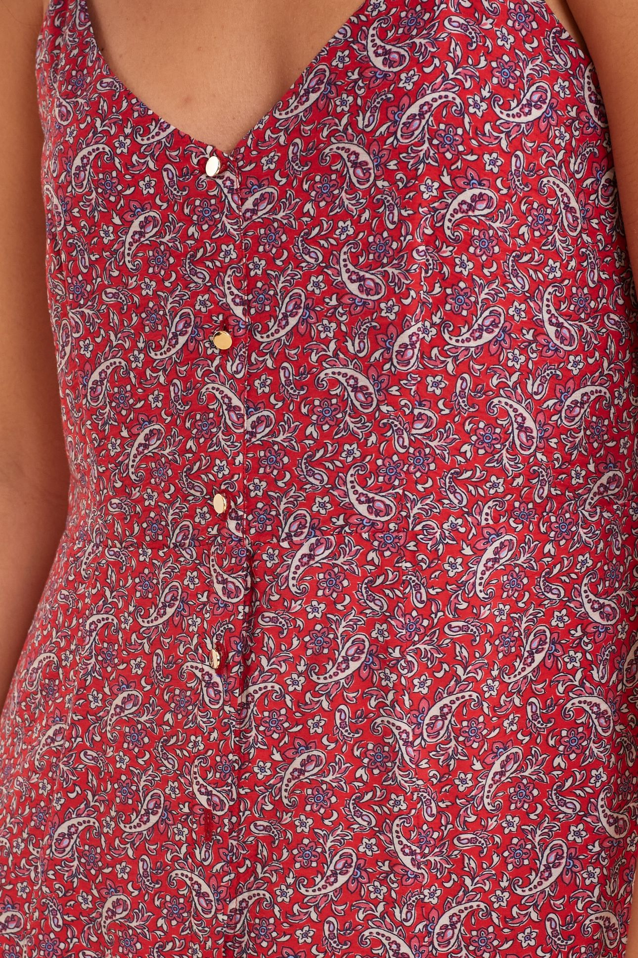 RED STRAPPY DRESS WITH PAISLEY PRINT CARMINE RED 7