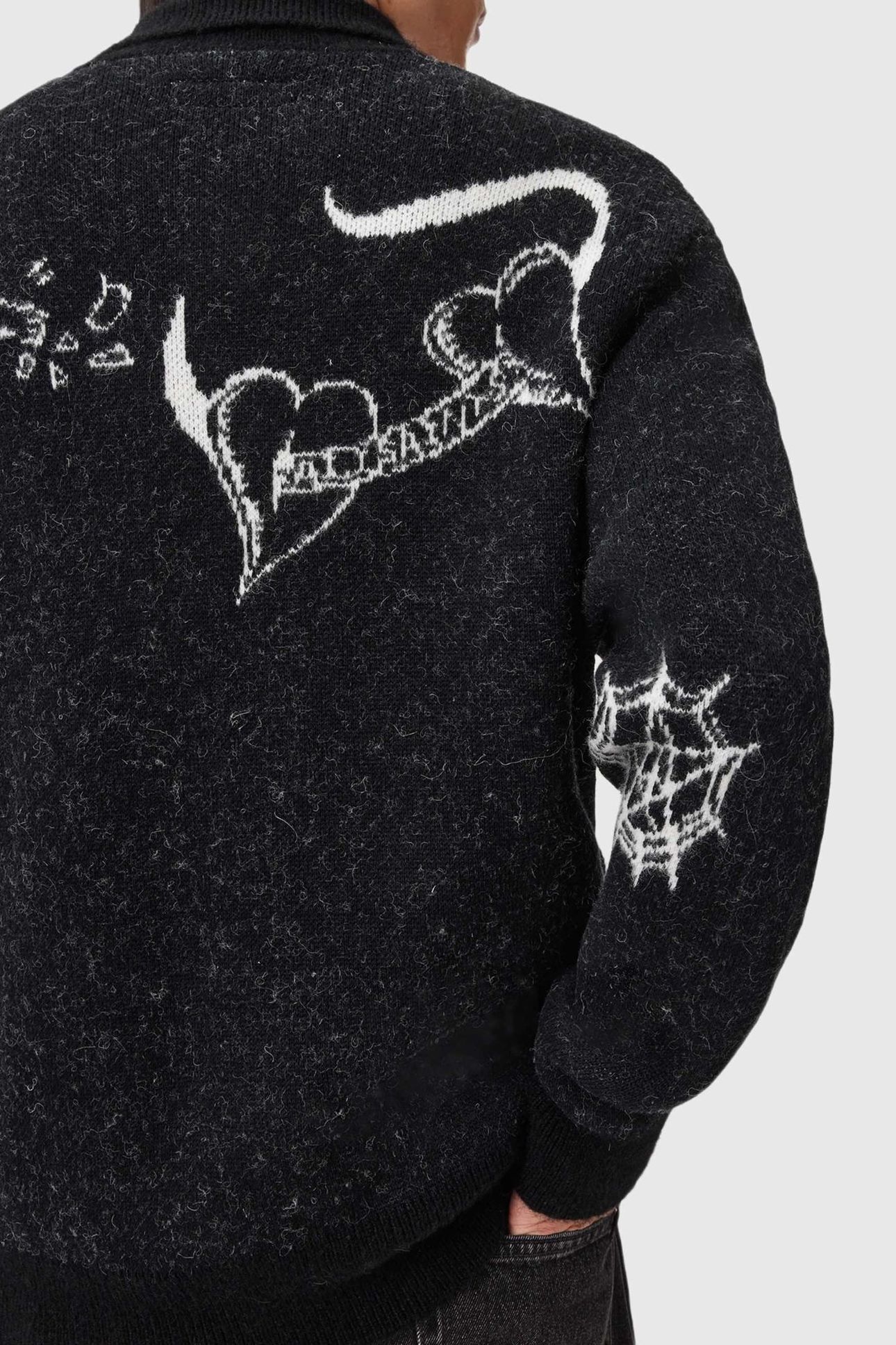 WARNER CARDIGAN CINDER BLACK/WHITE 5