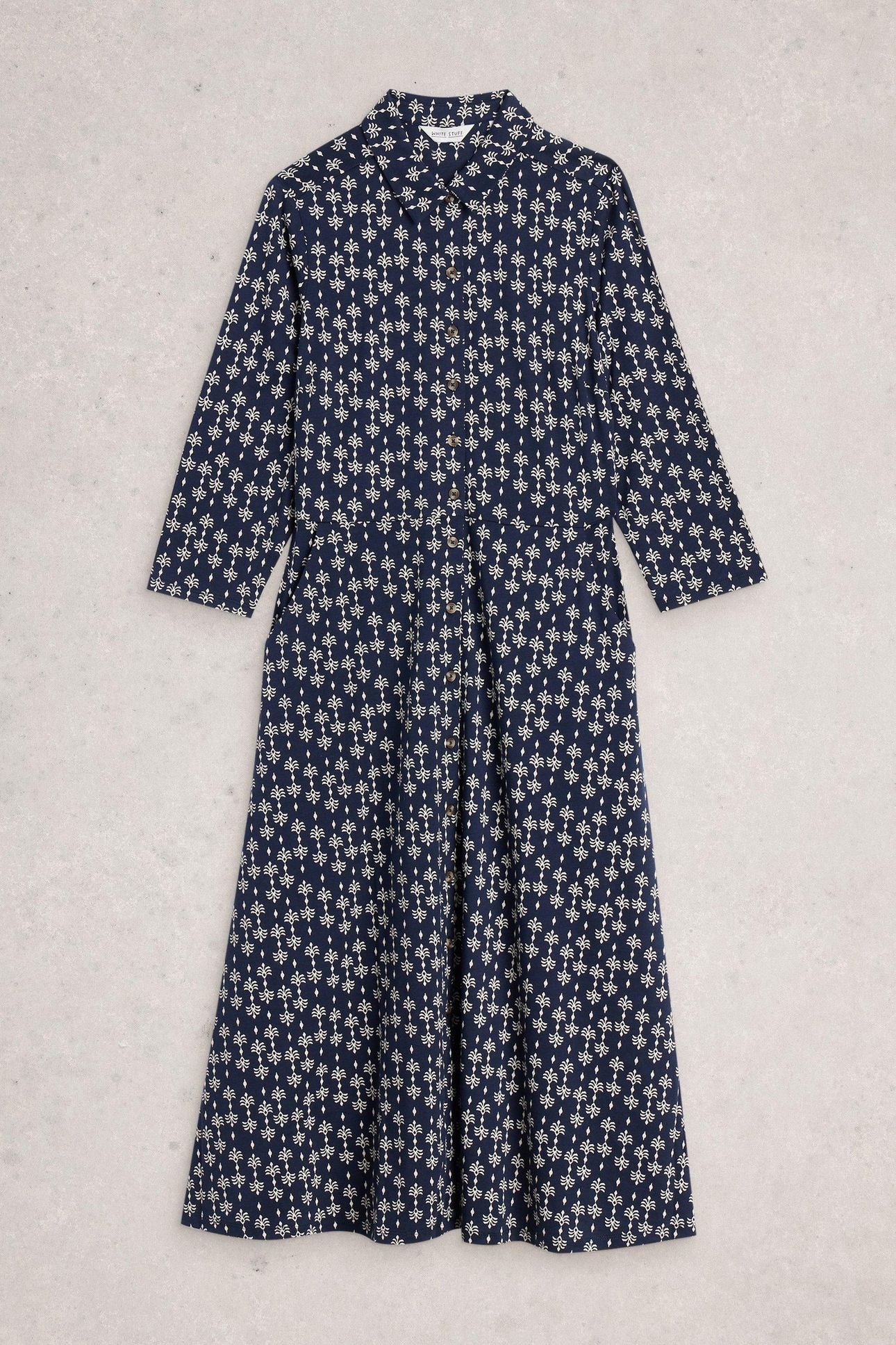 RUA JERSEY SHIRT DRESS NAVY PRINT 4