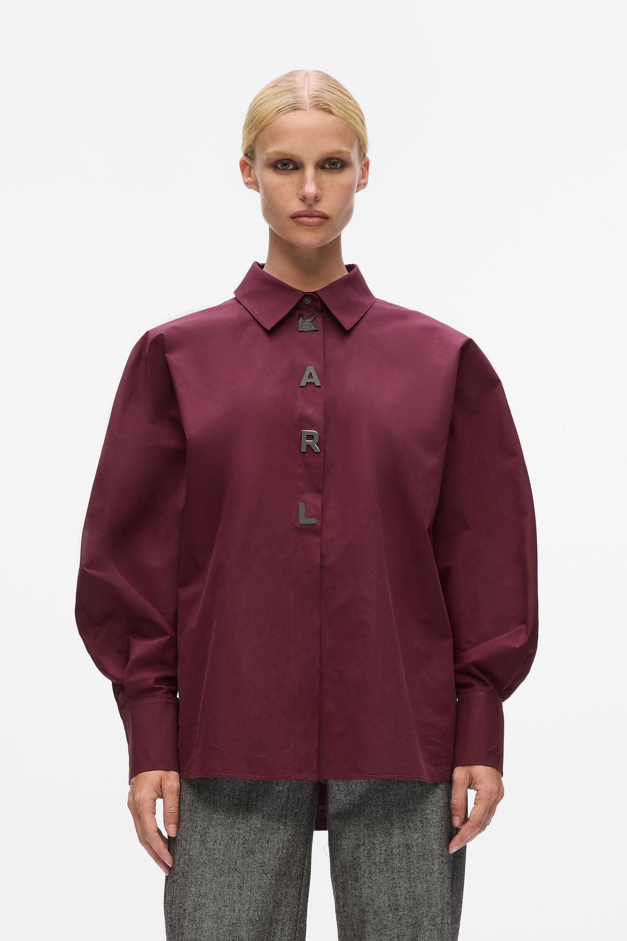 WINDSOR BURGUNDY KARL SNAP FASHION POPLIN SHIRT 1