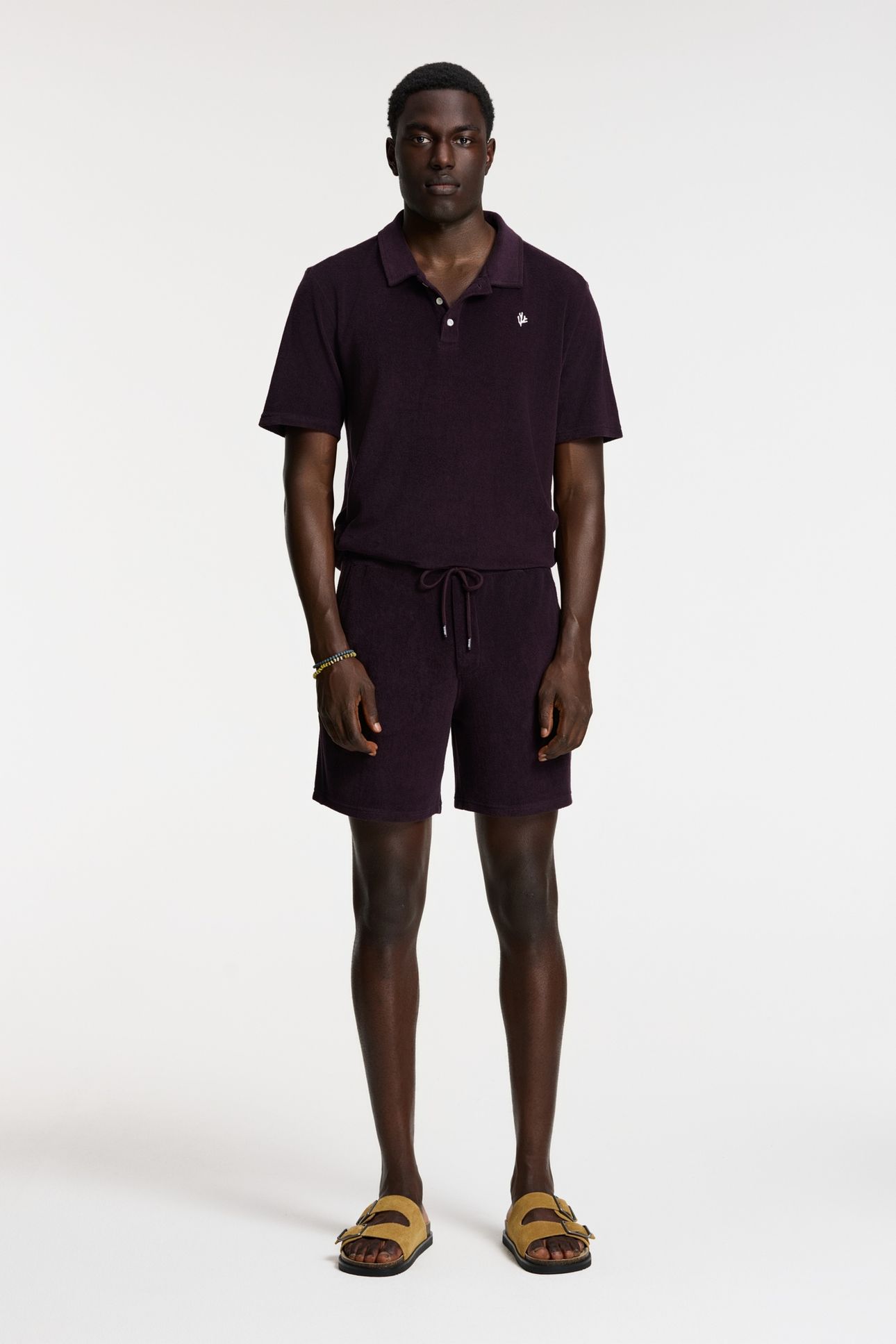 EVAN TOWELING SHORTS SOLID PURPLE ROCK 1