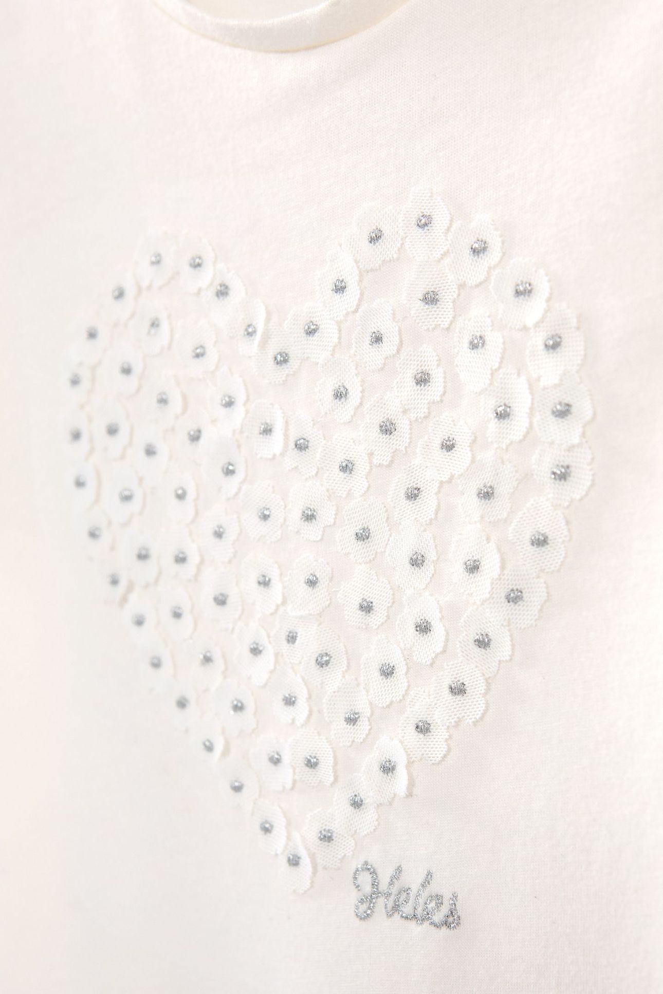 GIRLS’ ECRU T-SHIRT WITH HEART-SHAPED FLOWER DECOR 5