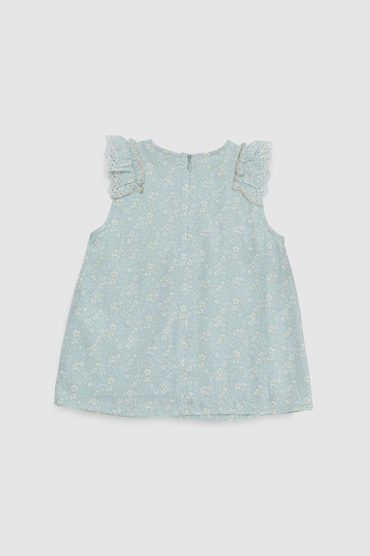 WATER GREEN FLORAL PRINT BLOUSE 2