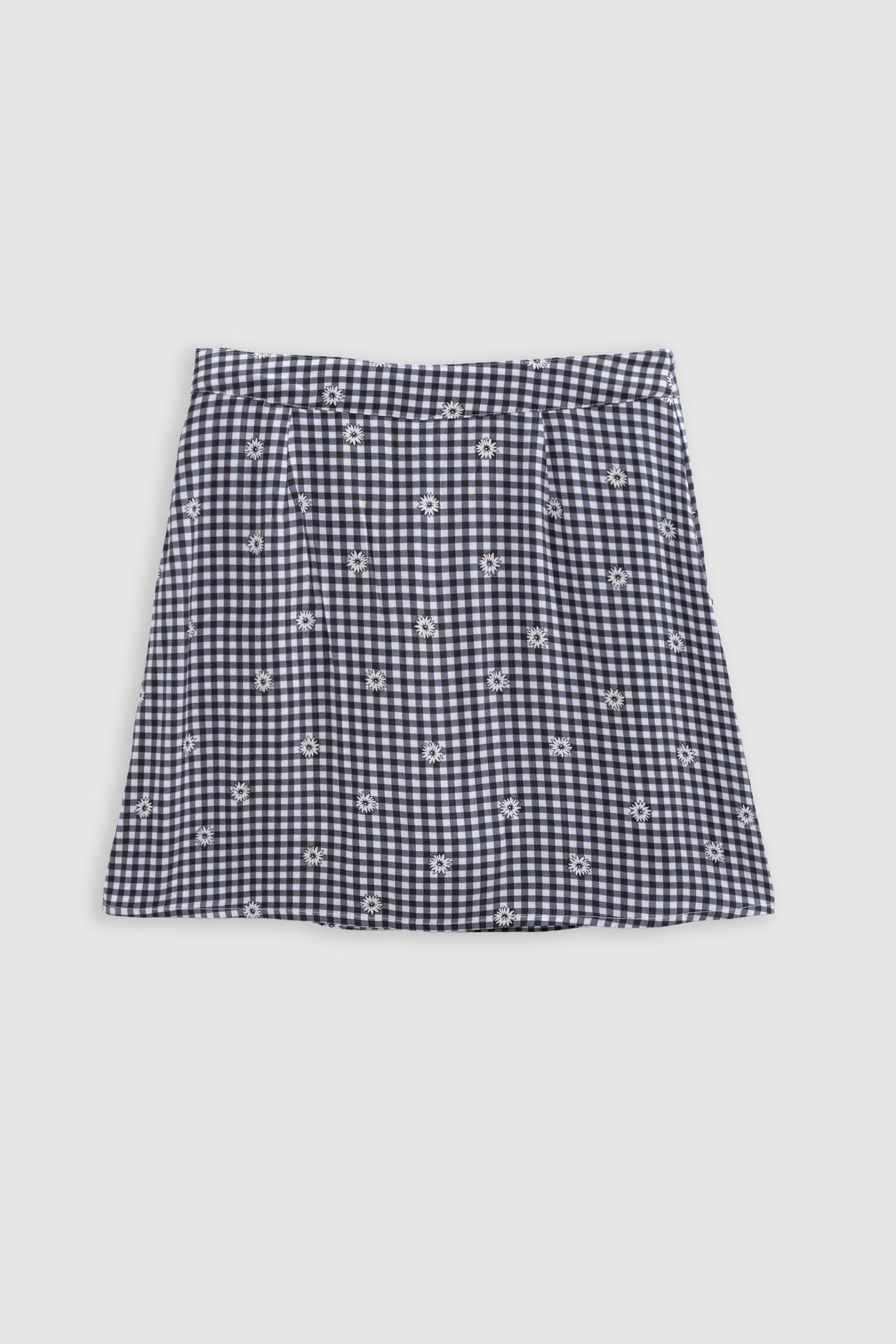 BLACK GINGHAM AND FLORAL PRINT SKORT 2