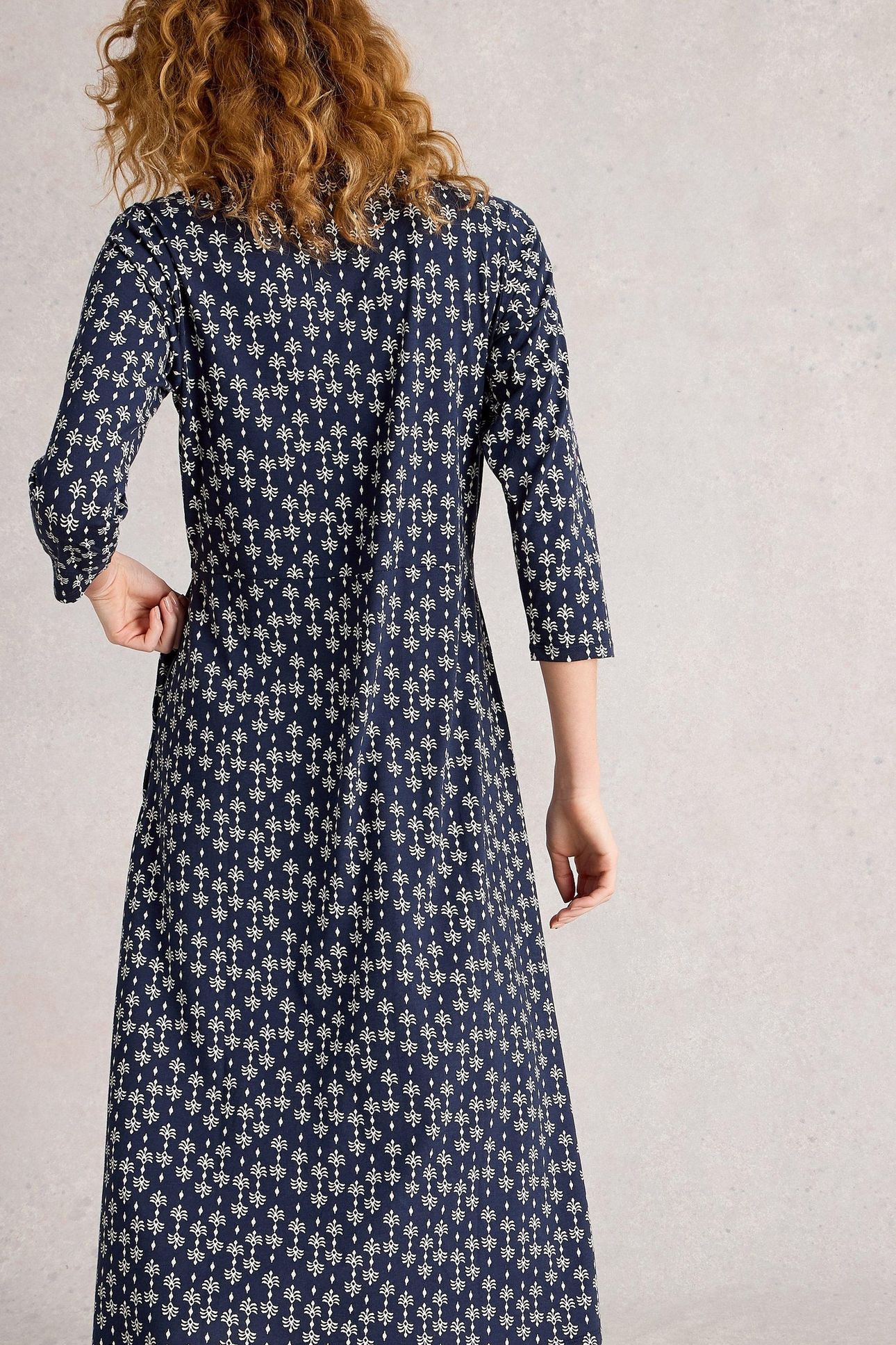 RUA JERSEY SHIRT DRESS NAVY PRINT 3