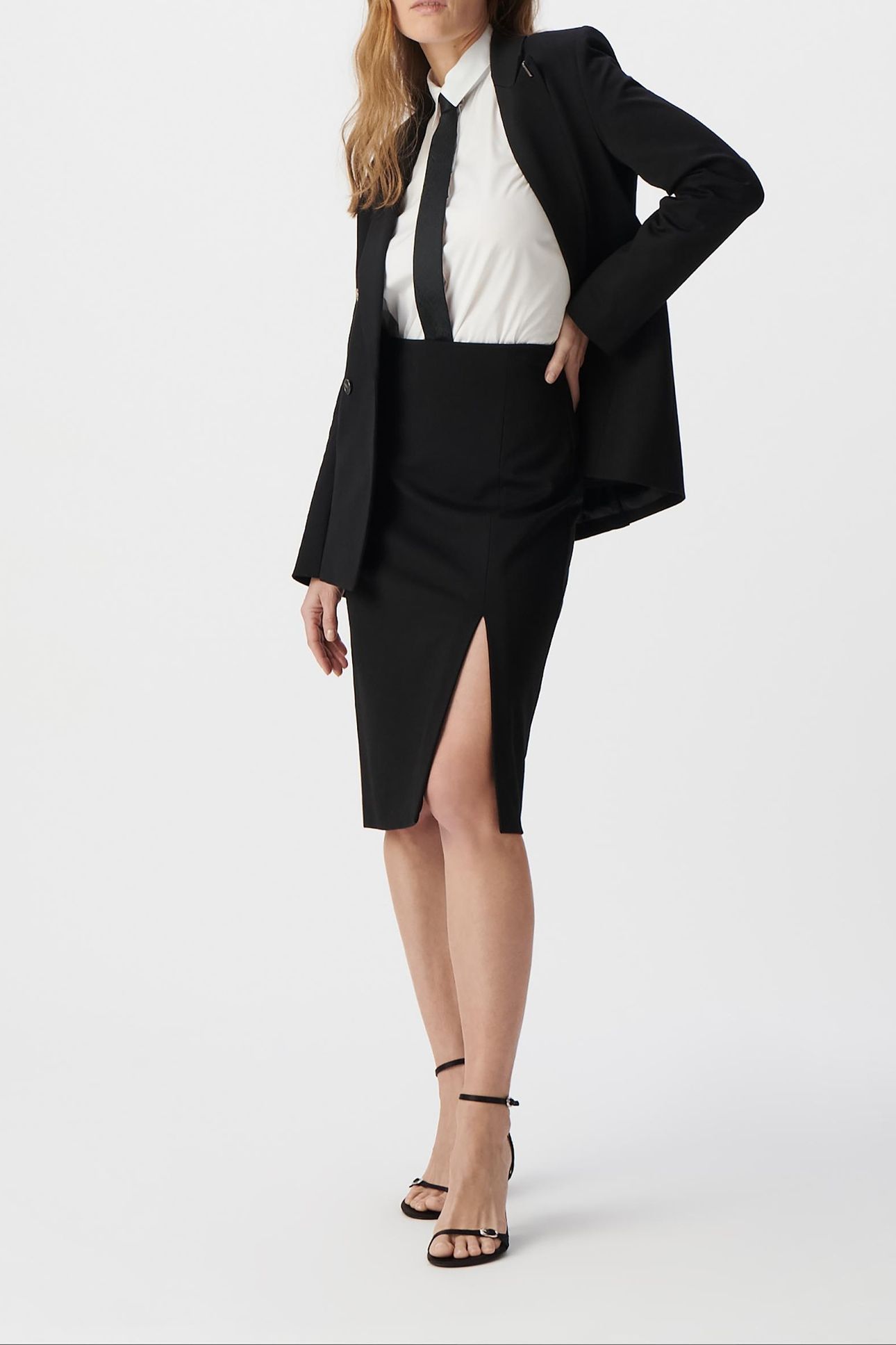 BLACK MILANO KNIT SPLIT PENCIL SKIRT 3