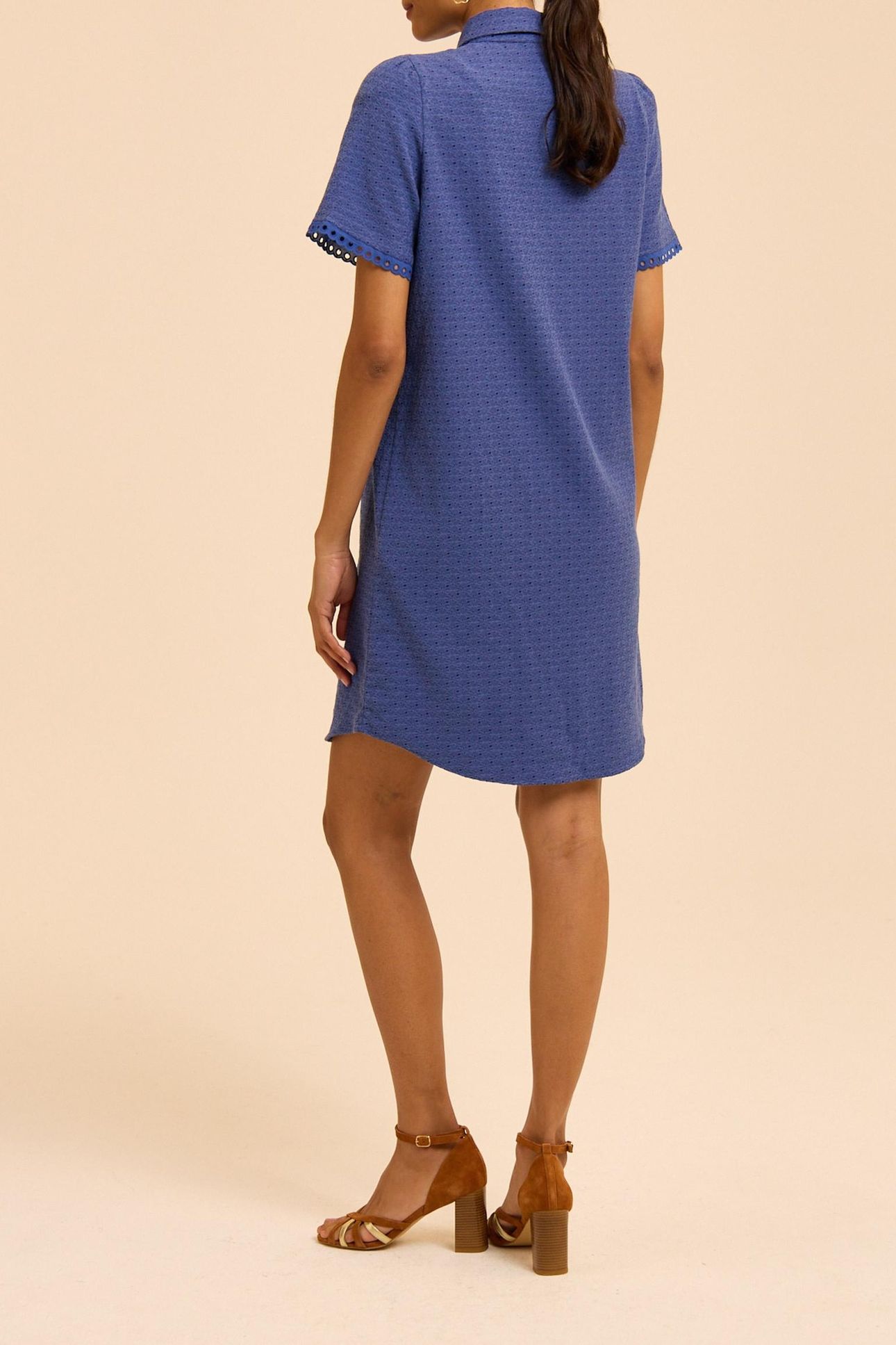 BLUE DECORATIVE JACQUARD SHIRT DRESS SAPPHIRE BLUE 3