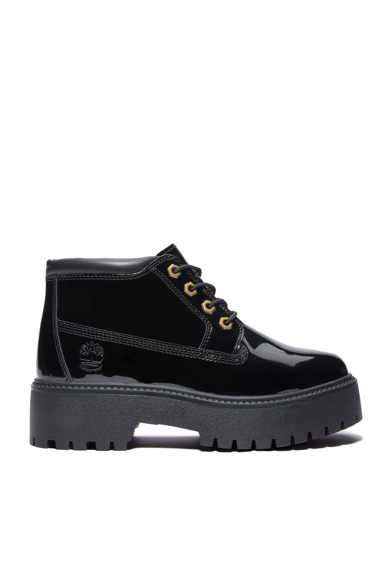STONE STREET MID LACE UP WATERPROOF BOOT BLACK PATENT LEATHE 1