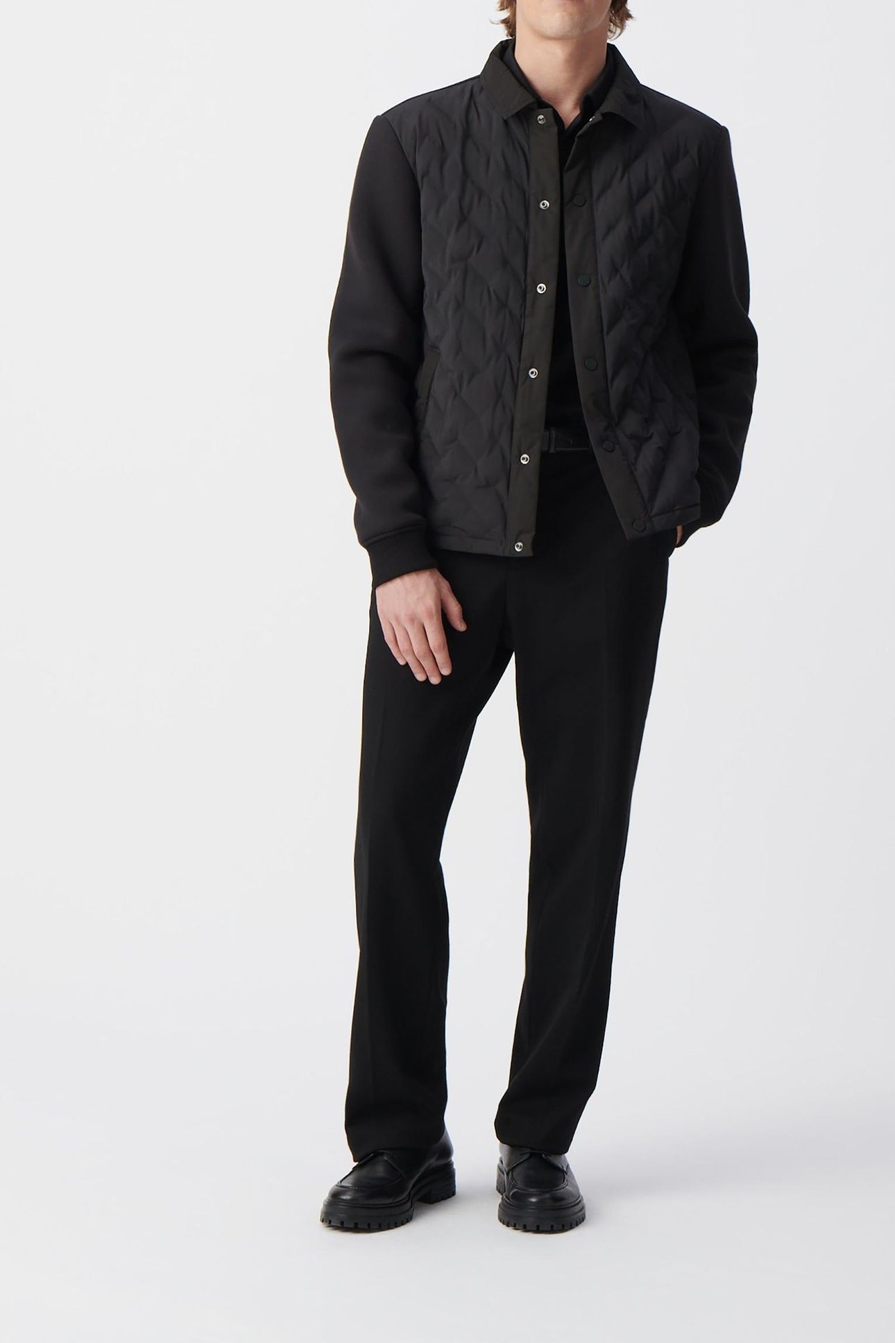 BLACK NYLON TWO-FABRIC LIGHT PADDED JACKET 3