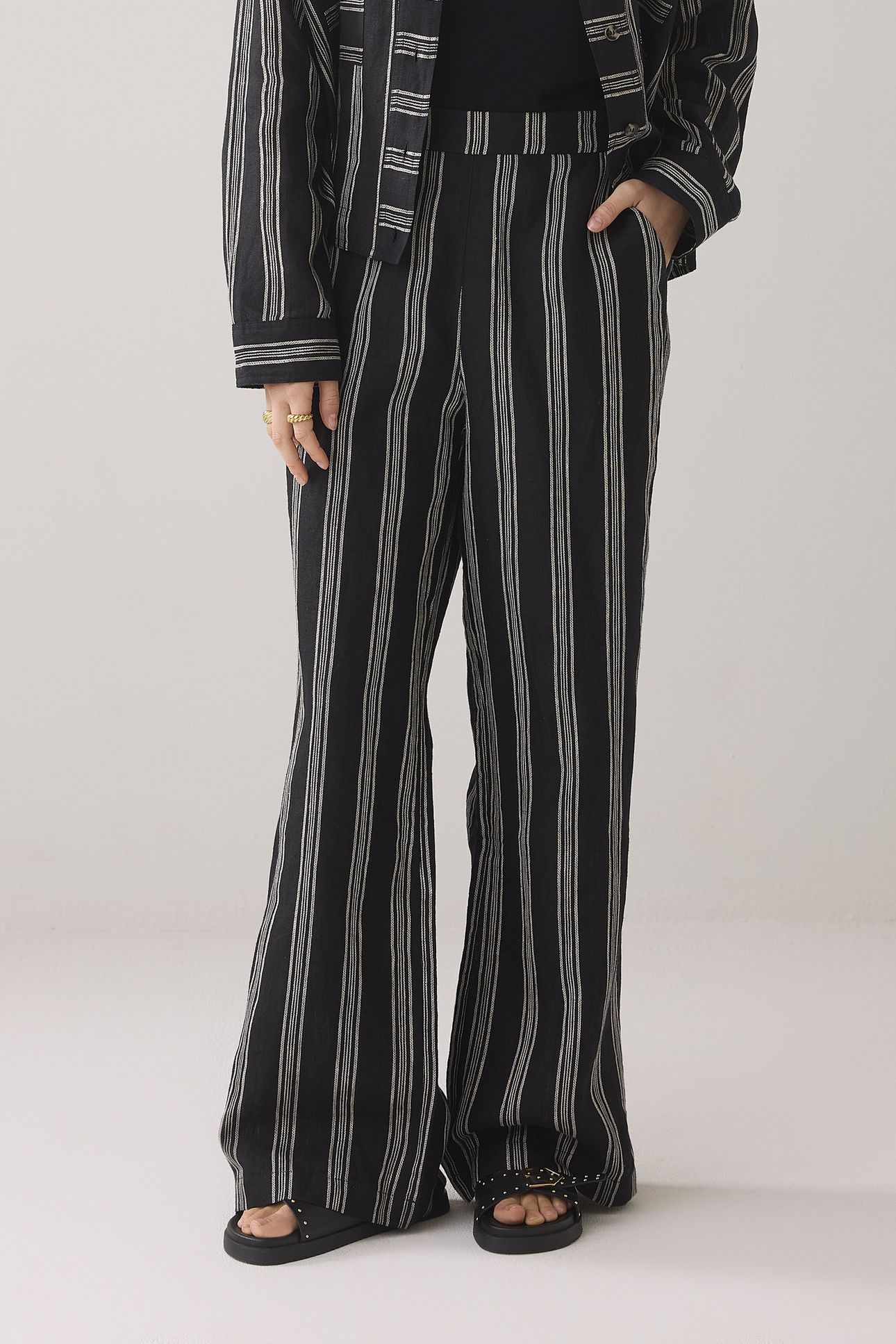 PANTS LINEN STRIPE BLACK 2