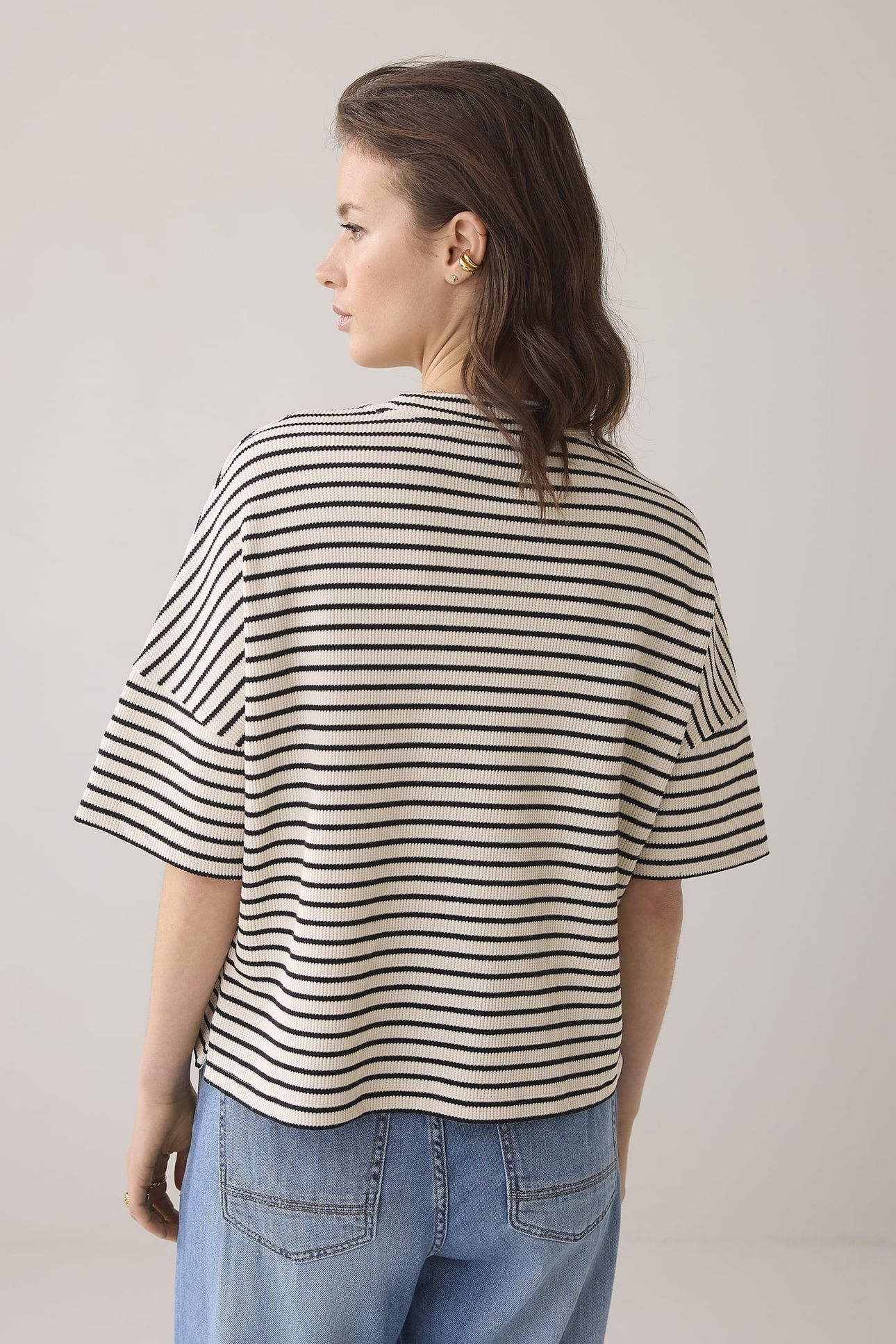 BOXY TOP STRIPE WAFFLE BLACK 3