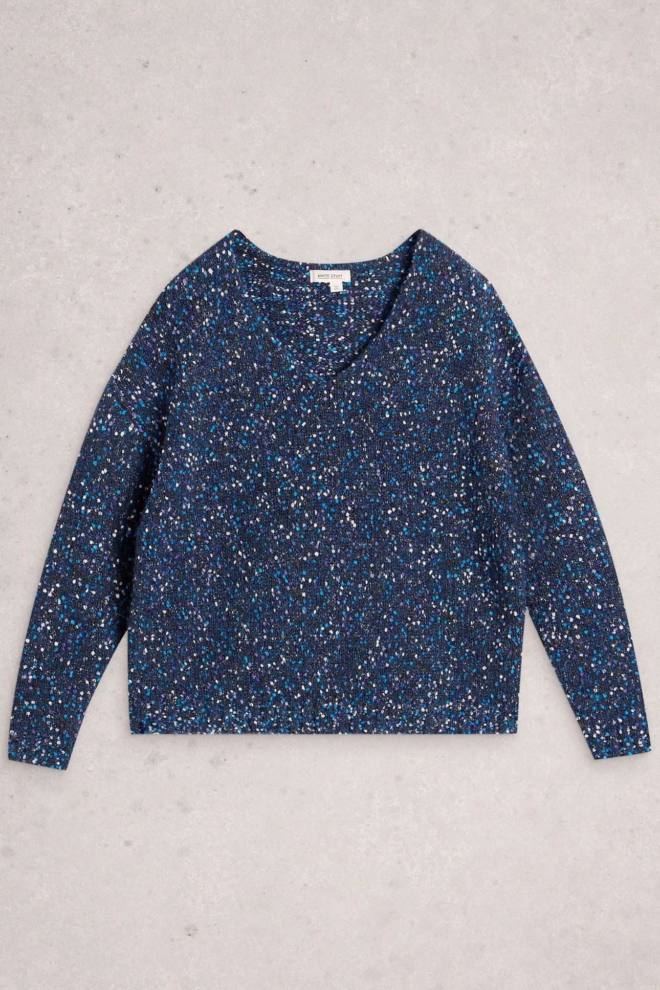TEXTURED V NECK JUMPER DARK NAVY 3