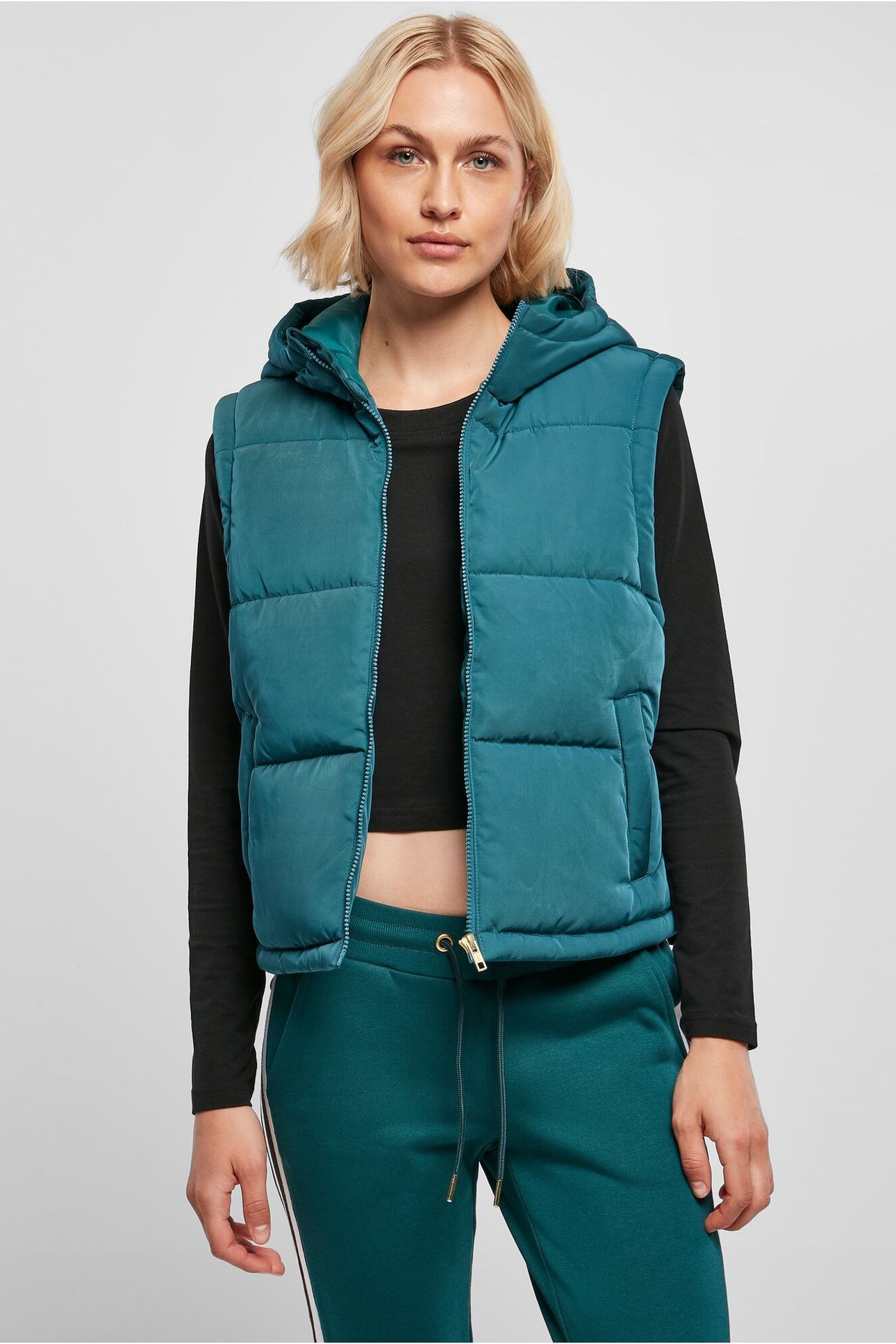 LADIES RECYCLED TWILL PUFFER VEST JASPER 1