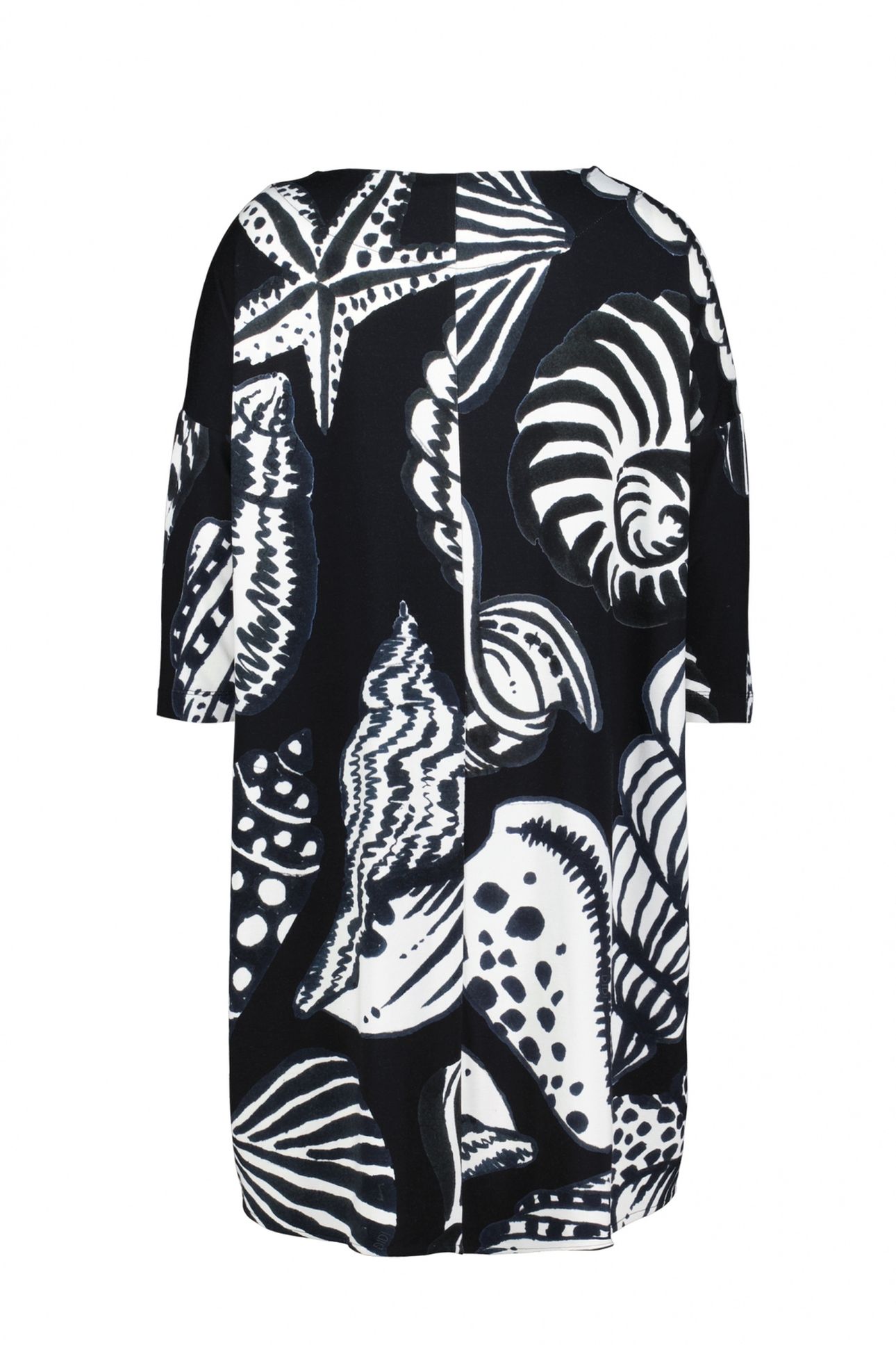 EASY LOOSE DRESS IN BLACK WITH SHELL SYMPHONY PRINT. 5