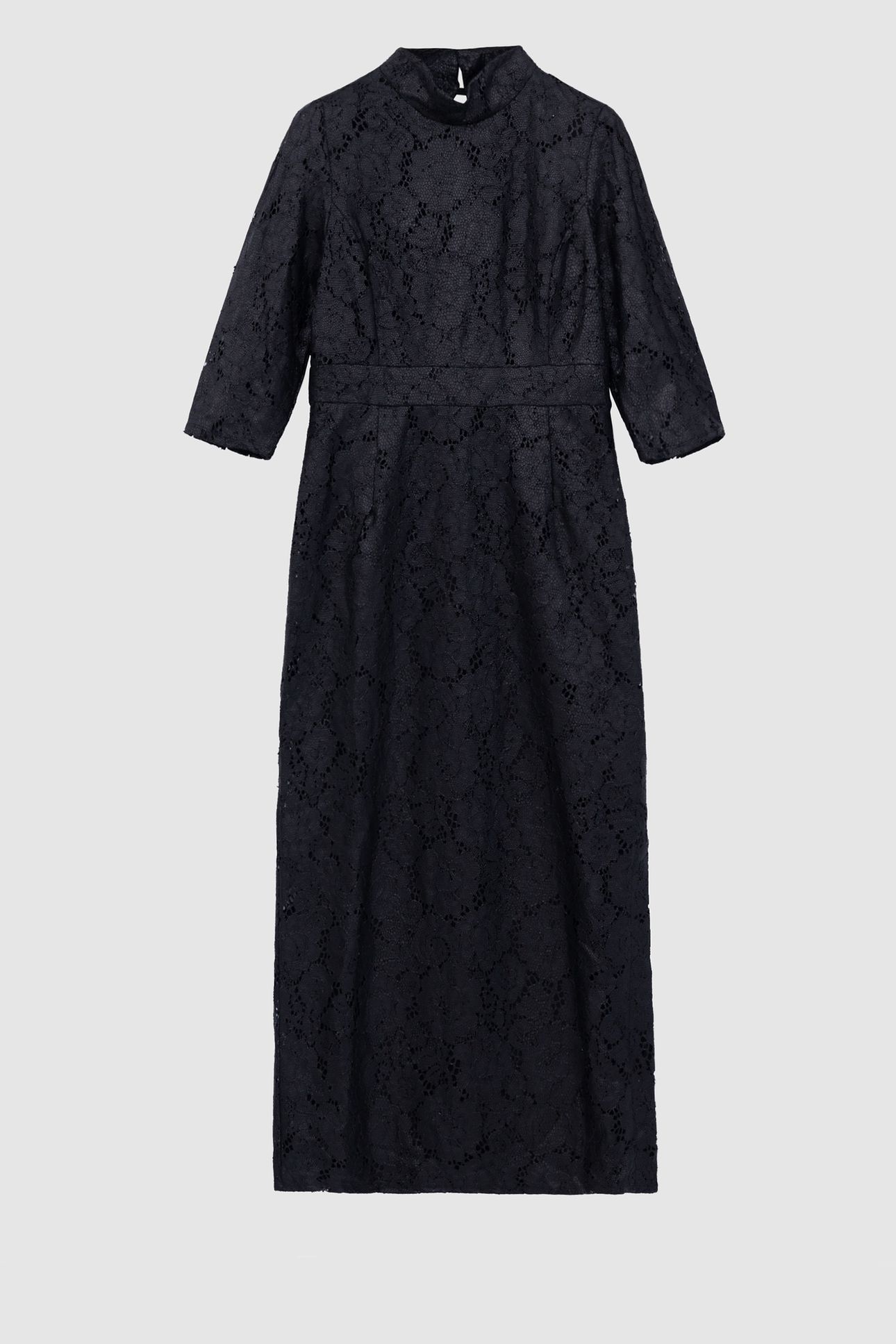 BLACK COATED LACE MIDI DRESS 4
