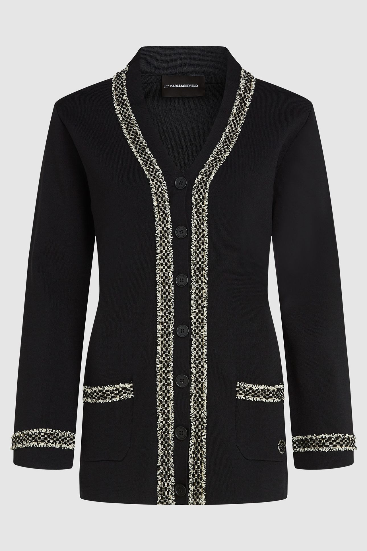 BLACK BOUCLE DETAIL CARDIGAN 4