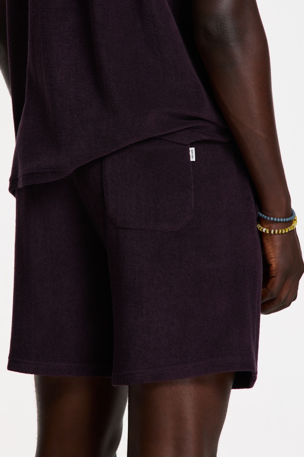 EVAN TOWELING SHORTS SOLID PURPLE ROCK 7