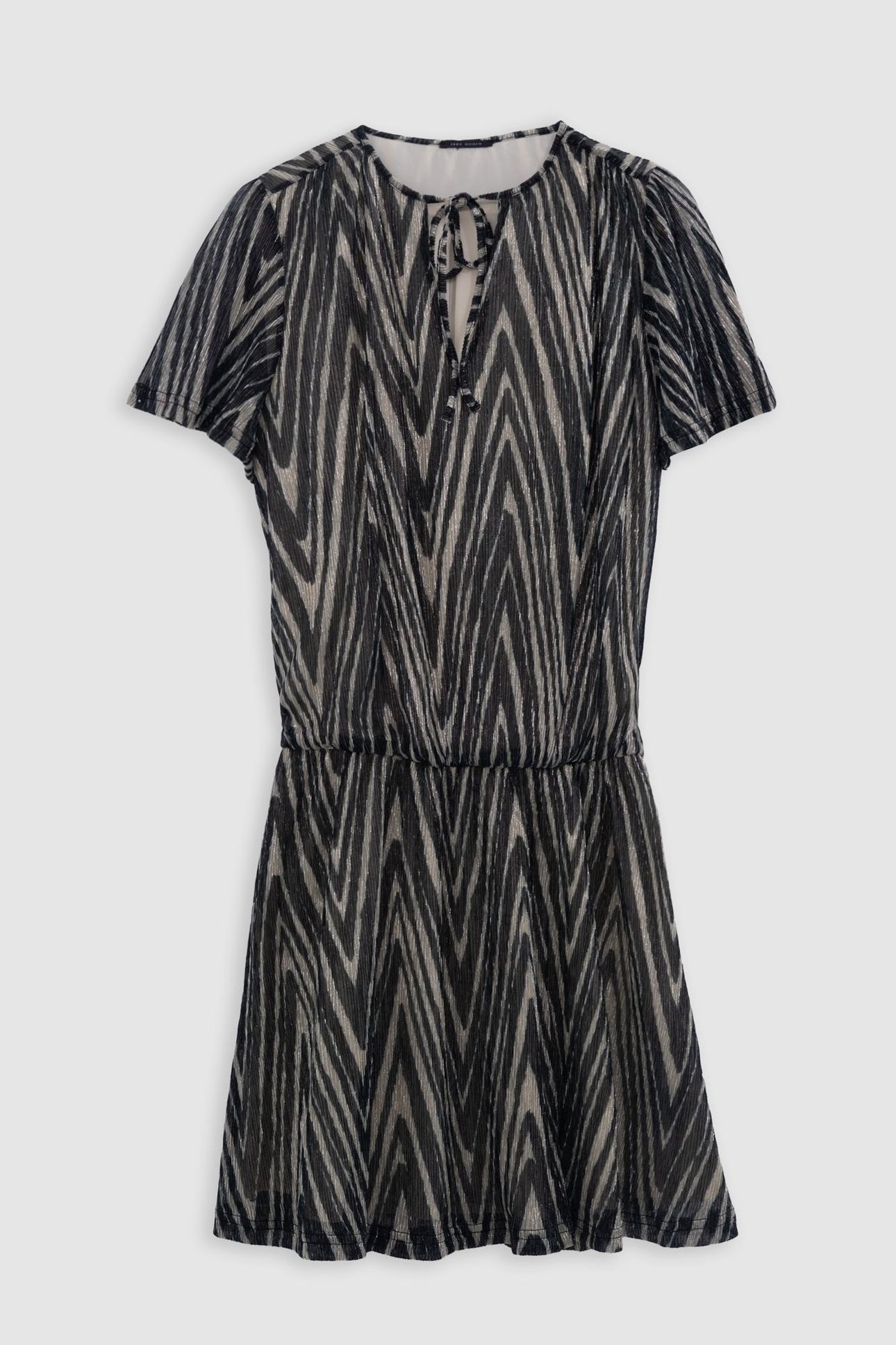 BLACK DRESS WITH GOLD HERRINGBONE PATTERN 1