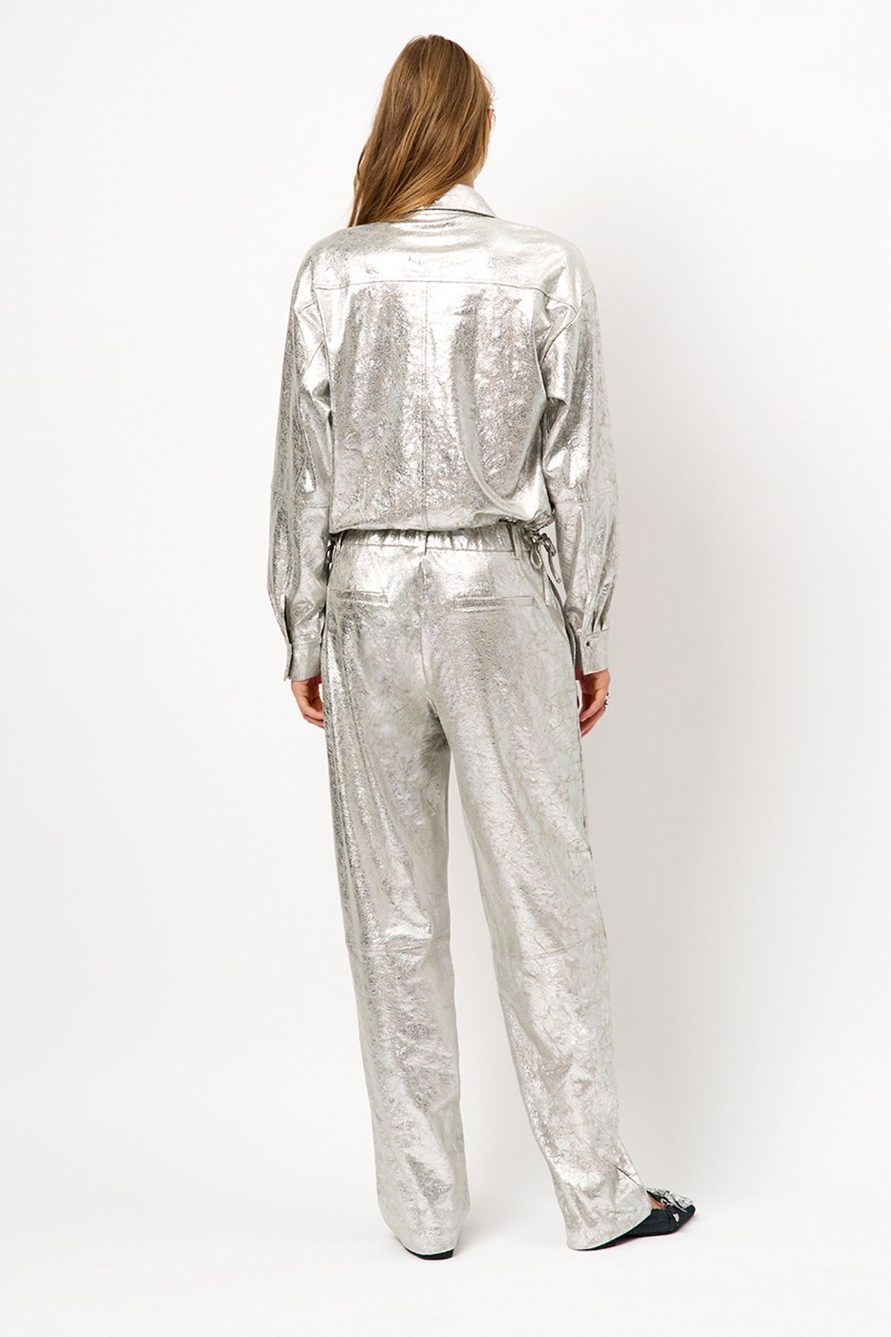 CHERI METALLIC FAUX LEATHER PANTS SILVER 2