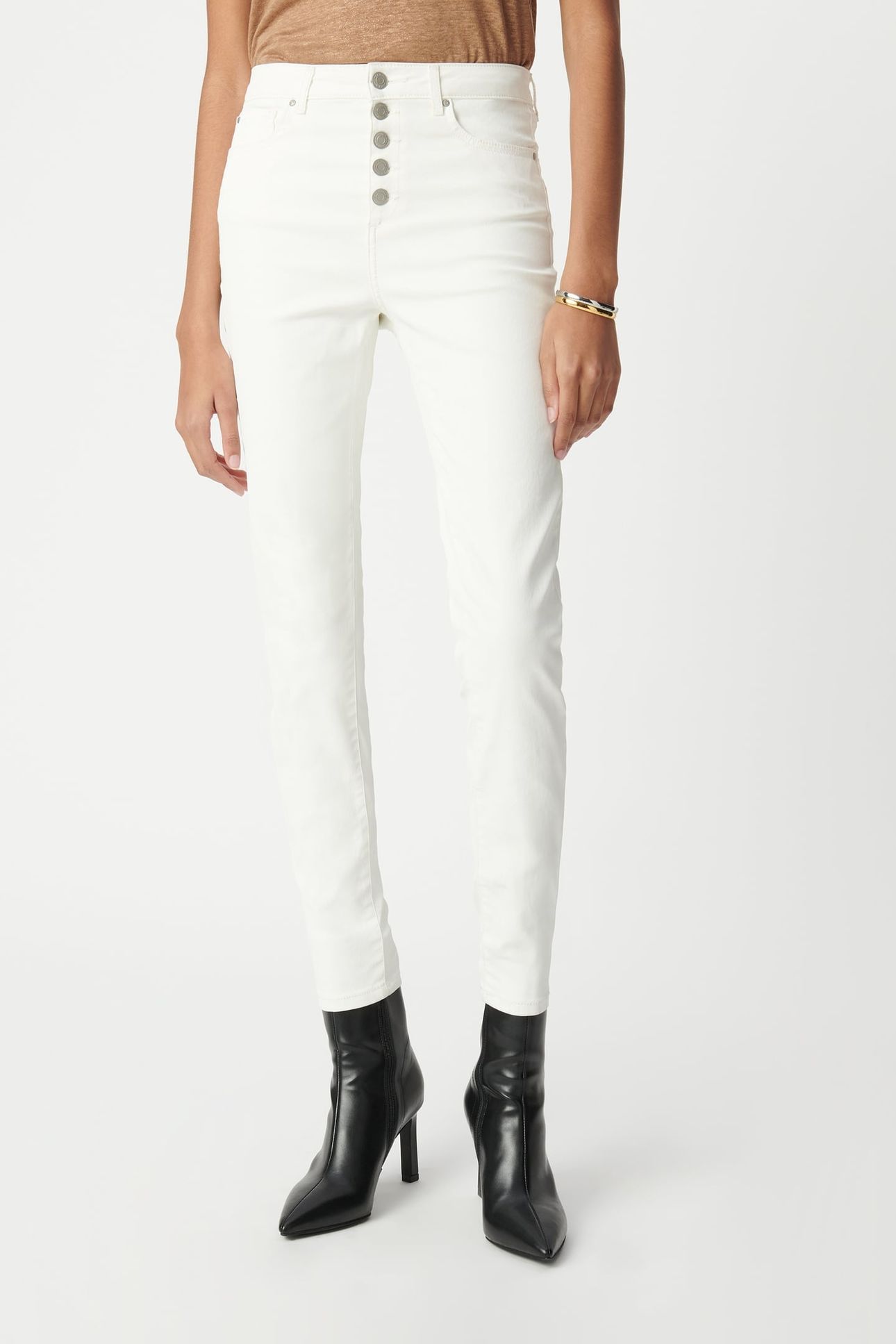 WHITE CROPPED JEANS WITH VISIBLE BUTTONS NINA 1