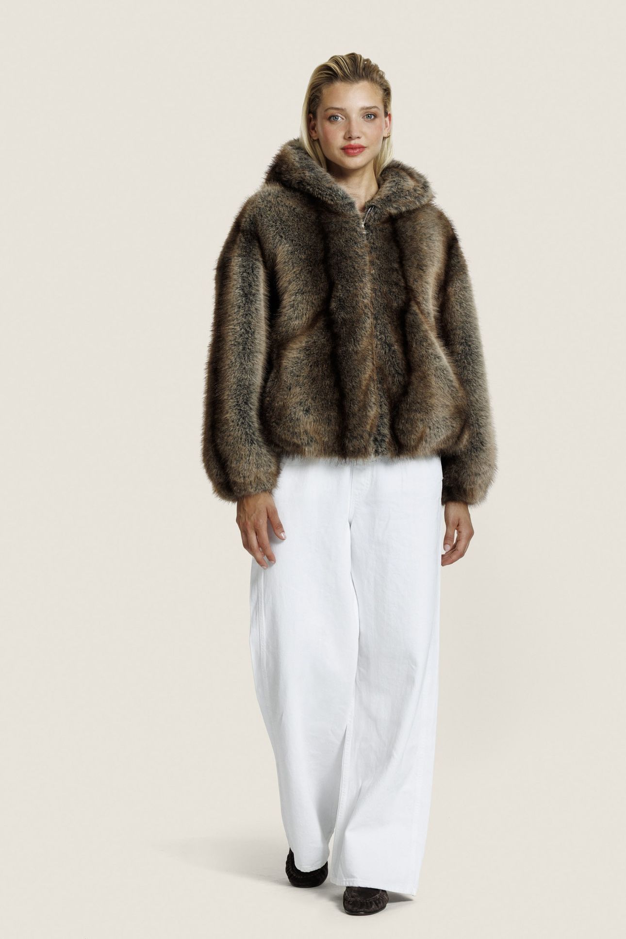 HAZEL FUR JACKET BROWN 1
