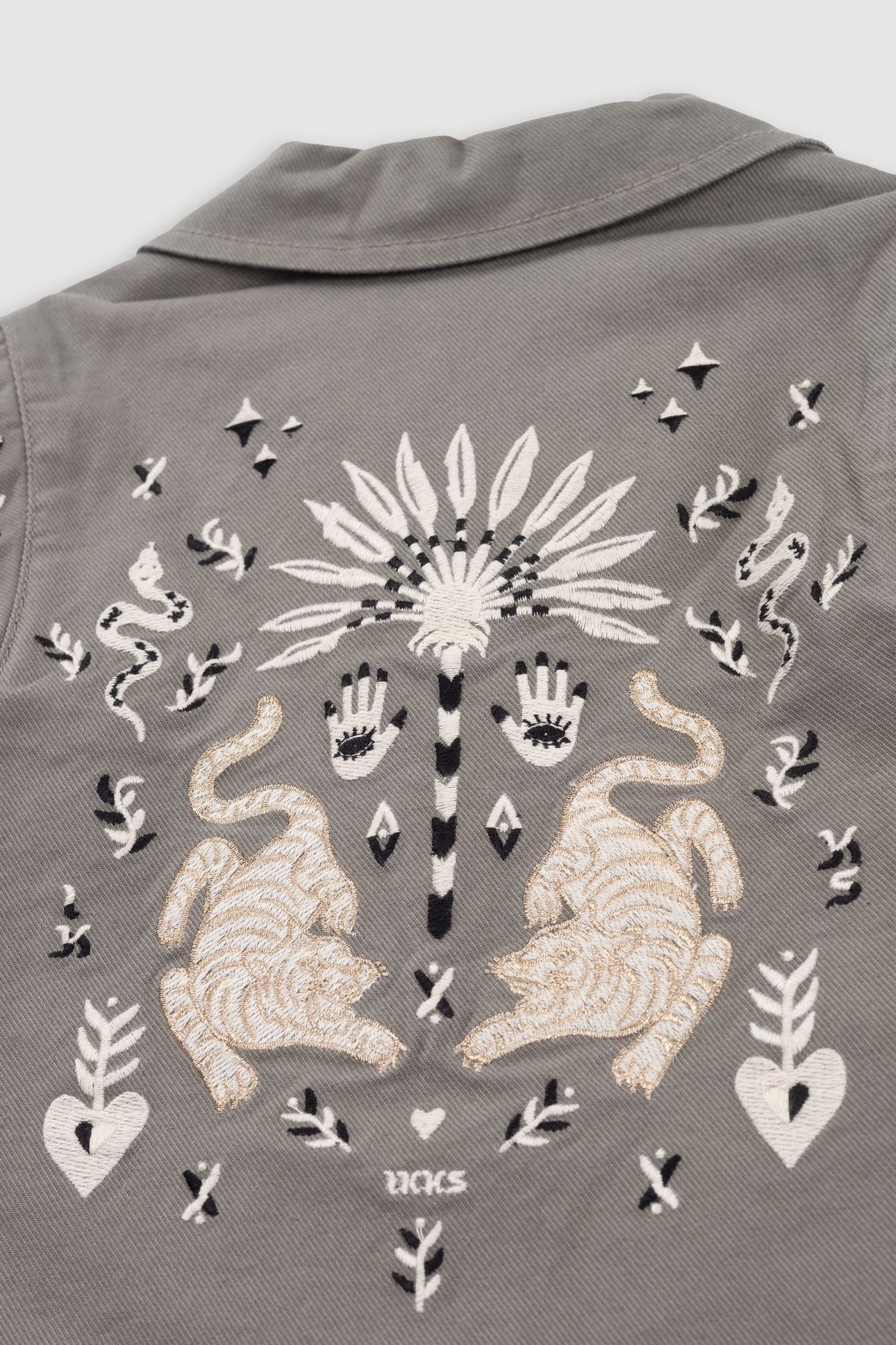 KHAKI MAXI EMBROIDERED BACK SAFARI JACKET 8