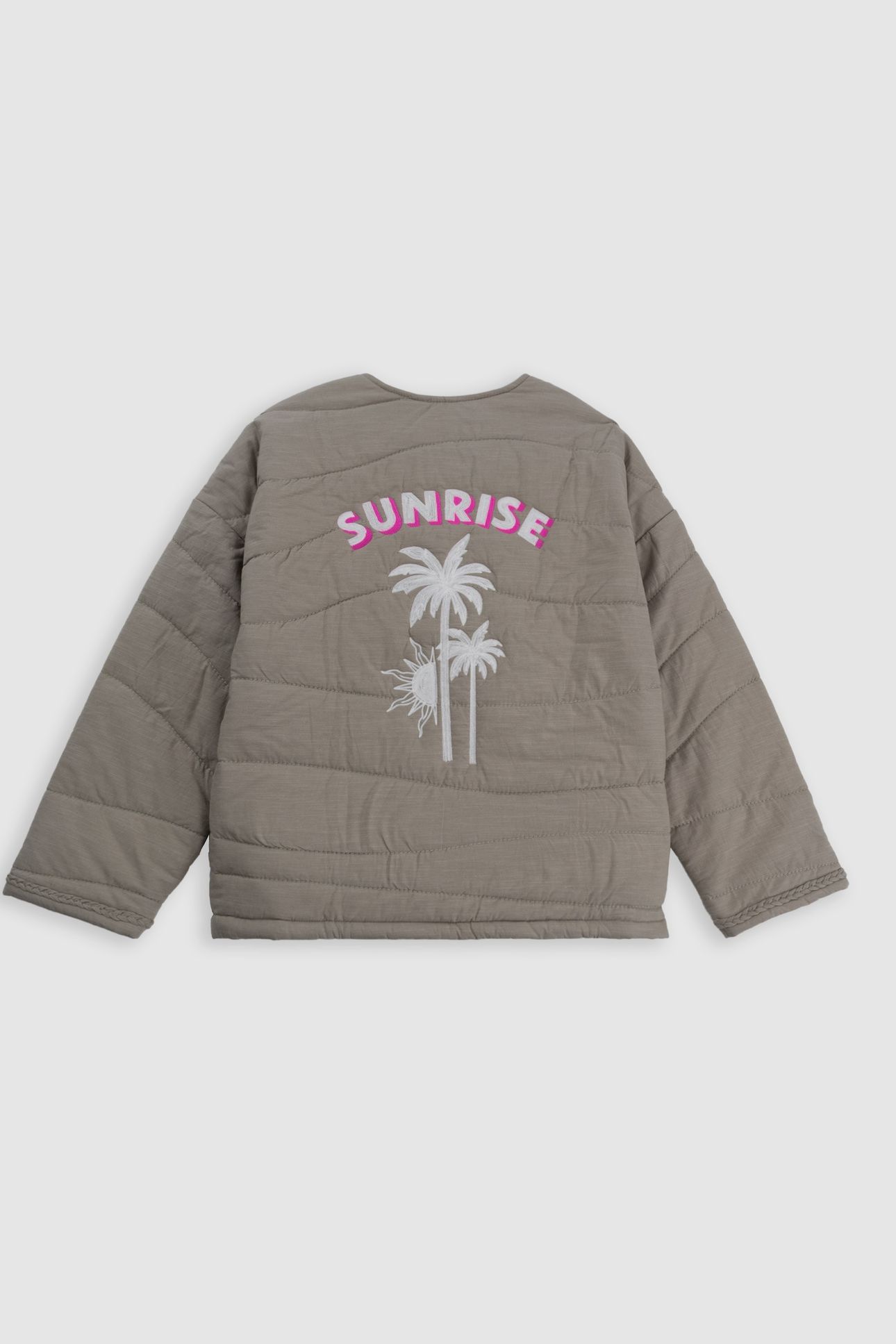 KHAKI QUILTED JACKET WITH MAXI BACK EMBROIDERY 2