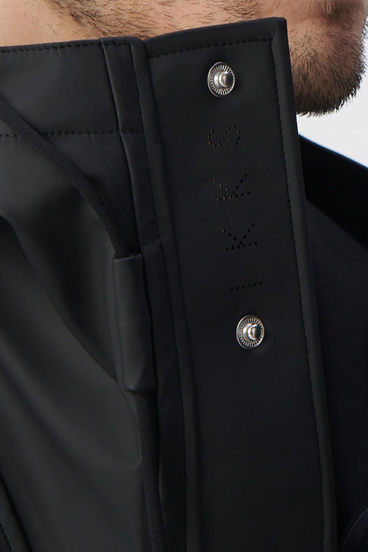 BLACK RUBBER NYLON HOODED JACKET 7