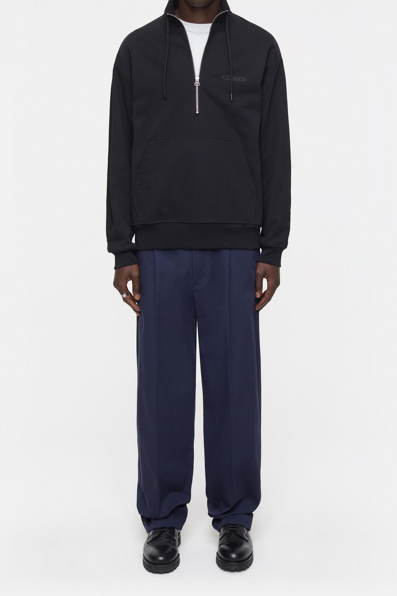 HALF ZIP SWEAT T-SHIRTS BLACK 1