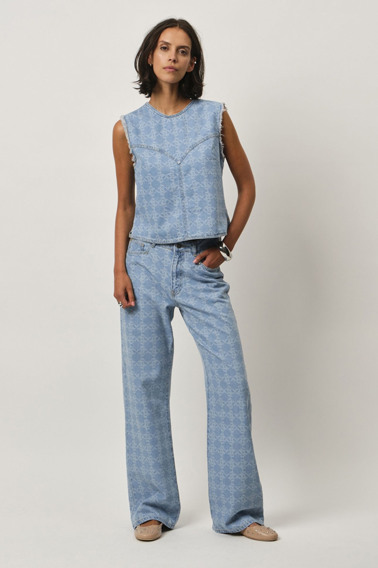 LAIA MONOGRAM JEANS TOP SKYWASH BLUE 2