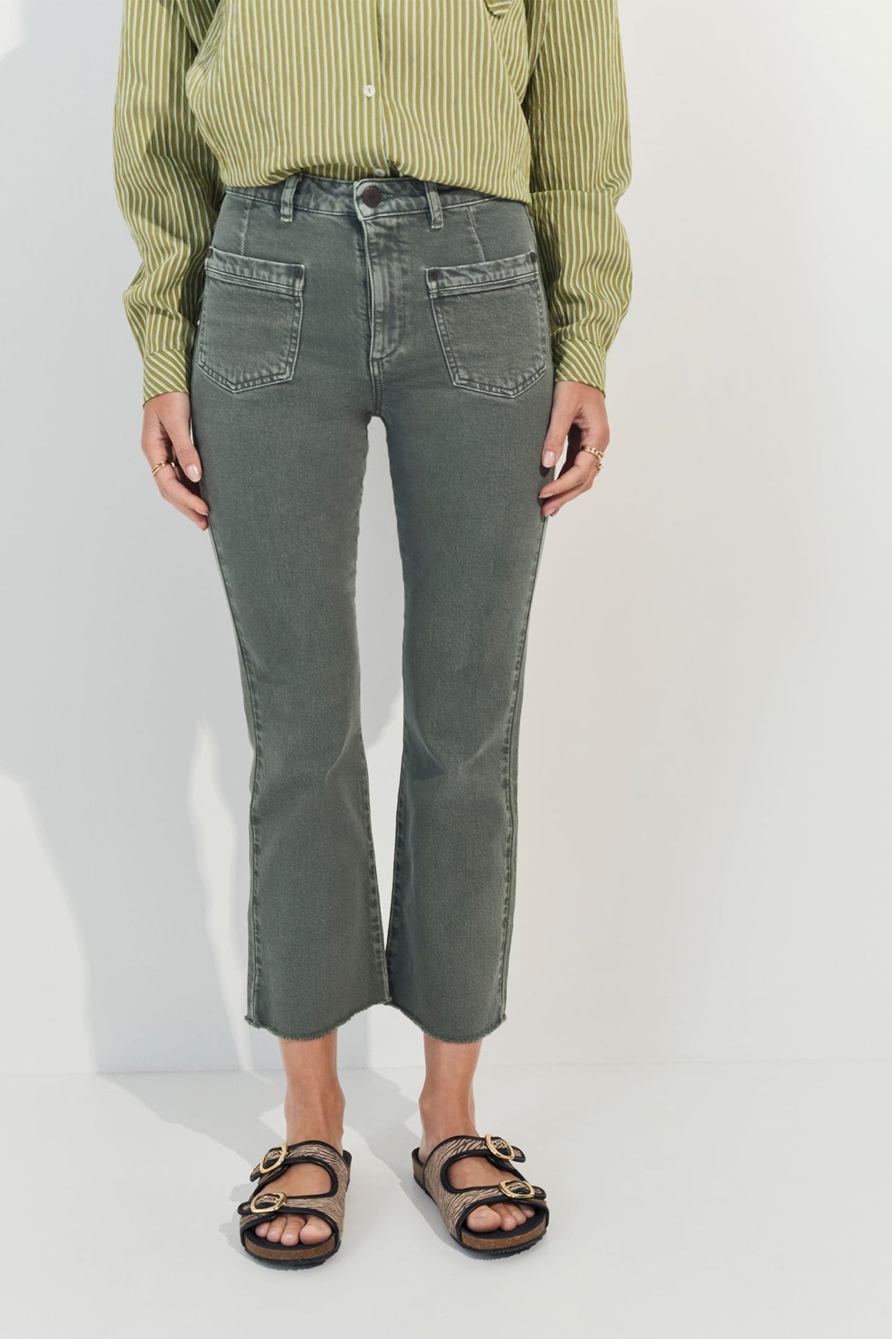 LE KARLIE - KHAKI 7/8 BOOTCUT JEANS 1