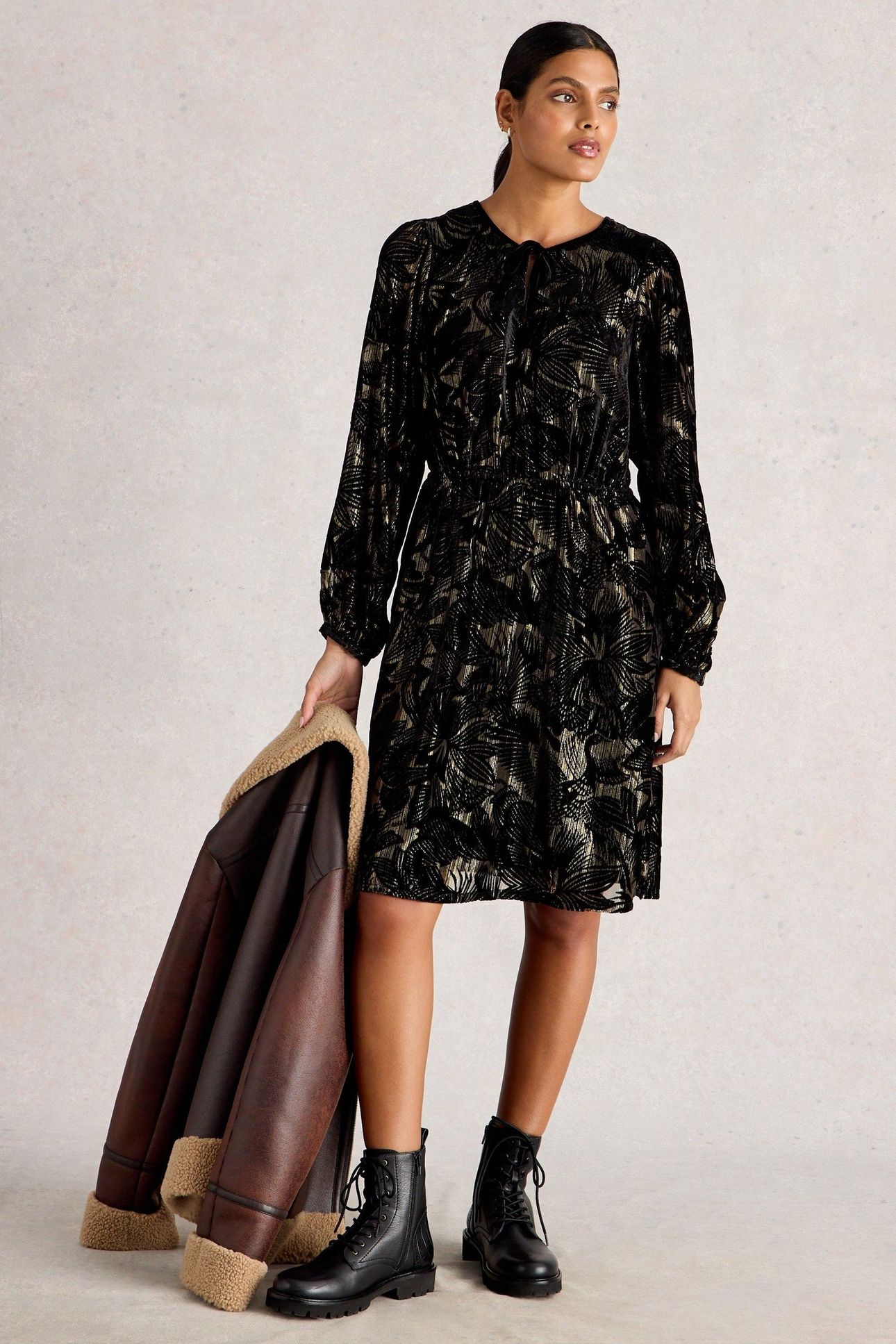 FAYE DEVORE VELVET DRESS BLACK MULTI 1