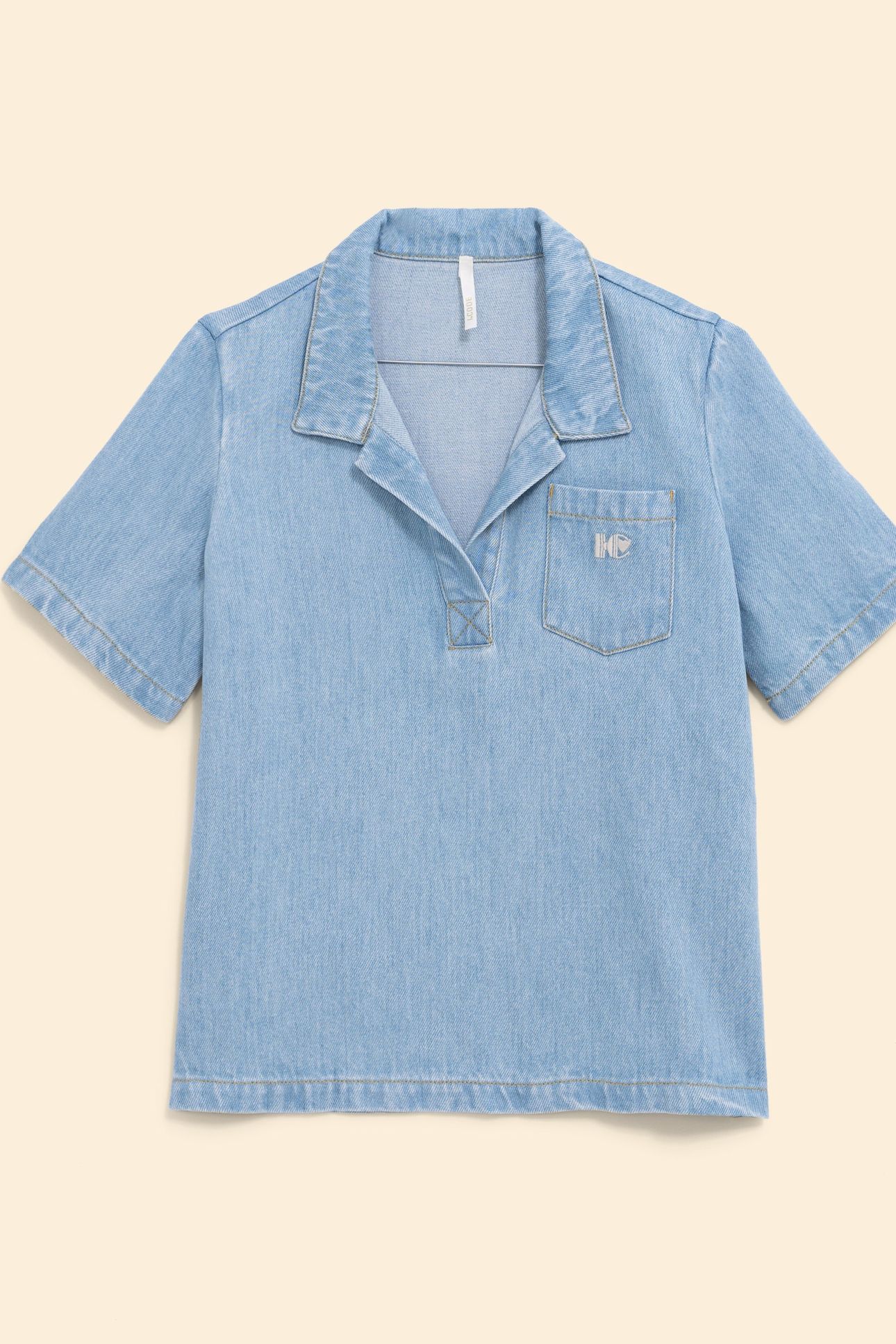 BLUE DENIM PEA JACKET-STYLE TOP BLEACH 3