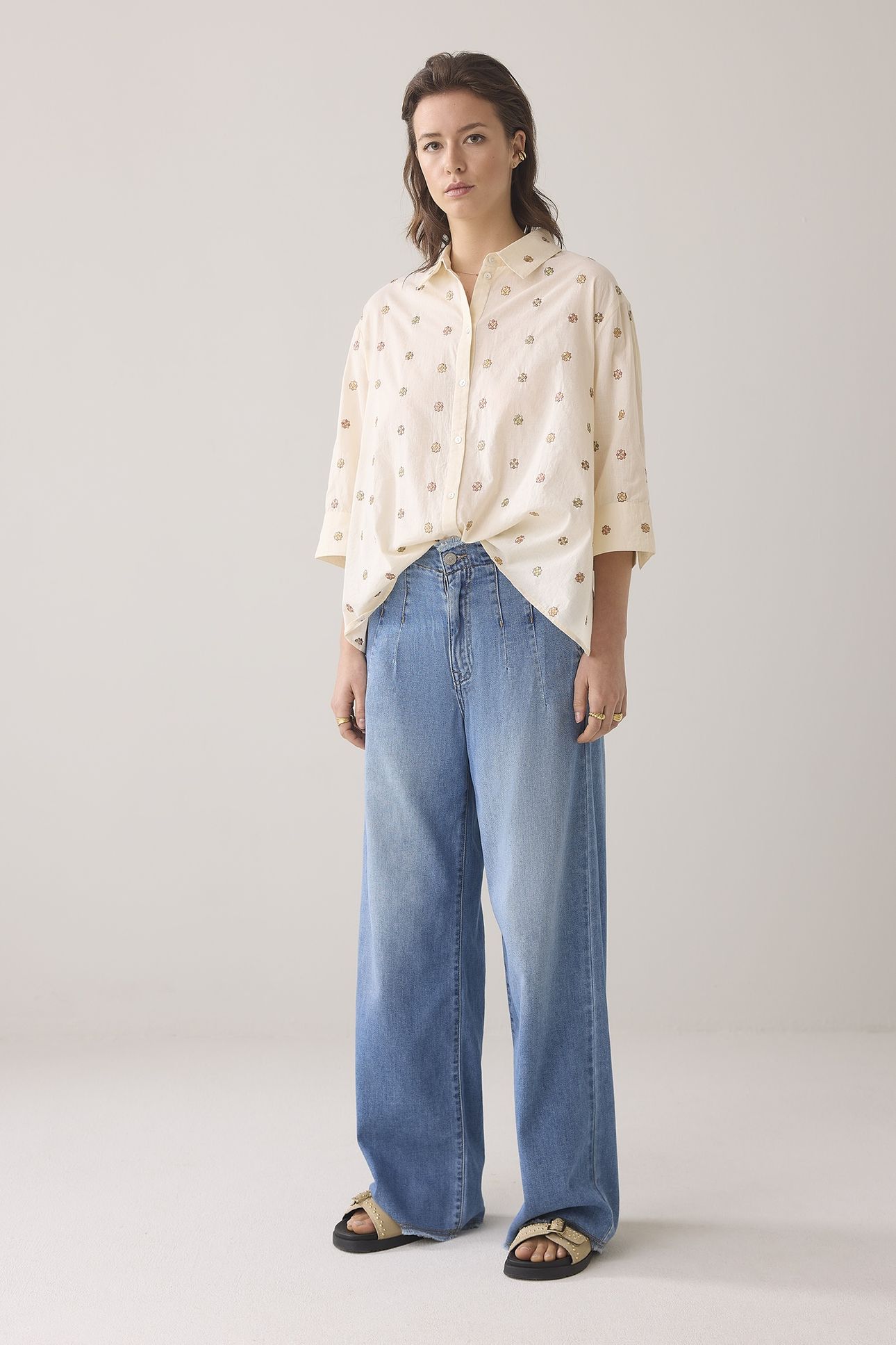 3/4 SLEEVE BLOUSE SCATTERED EMBOIDERYY IVORY 2