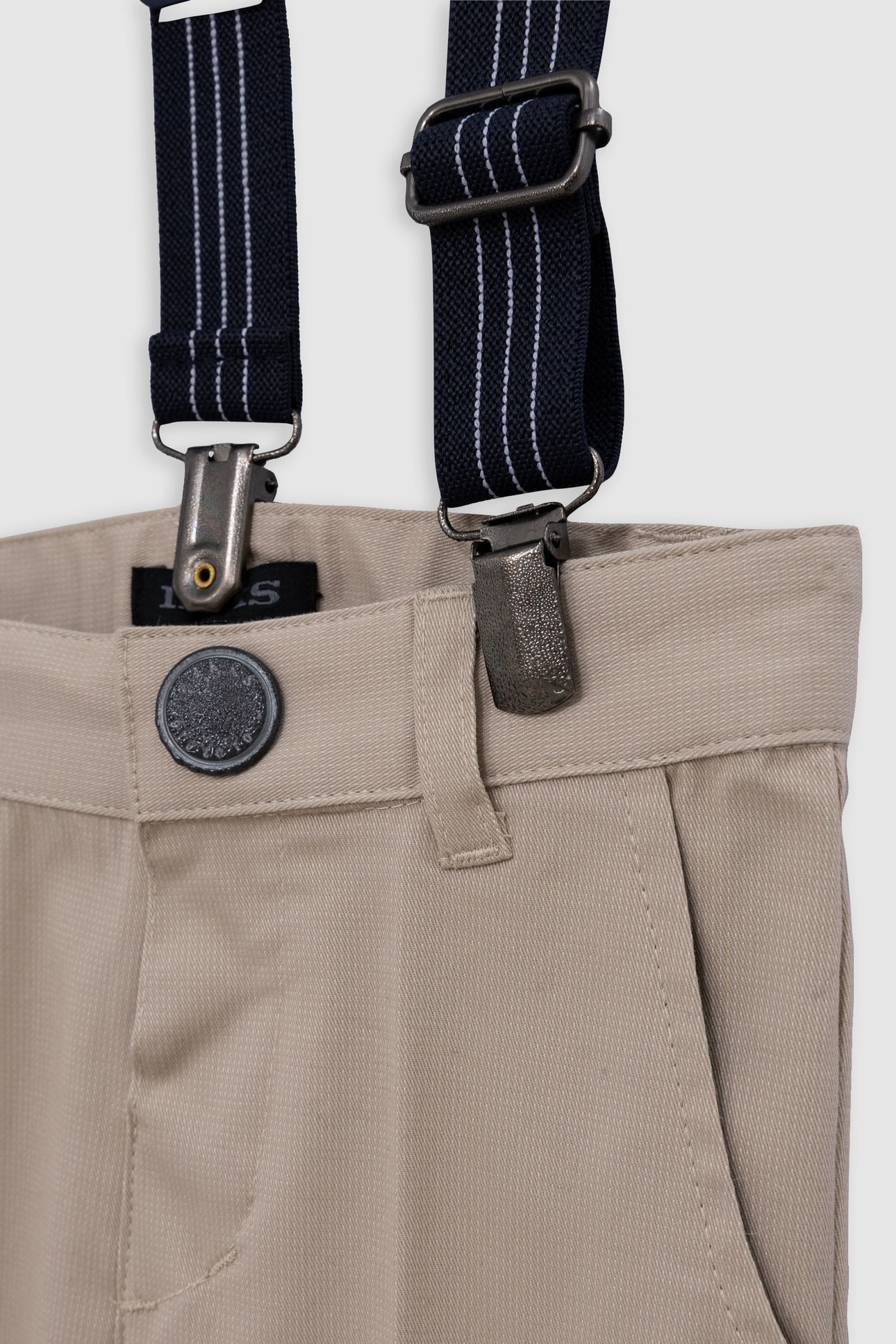 STRIPED BEIGE FORMAL PANTS WITH STRAPS 4